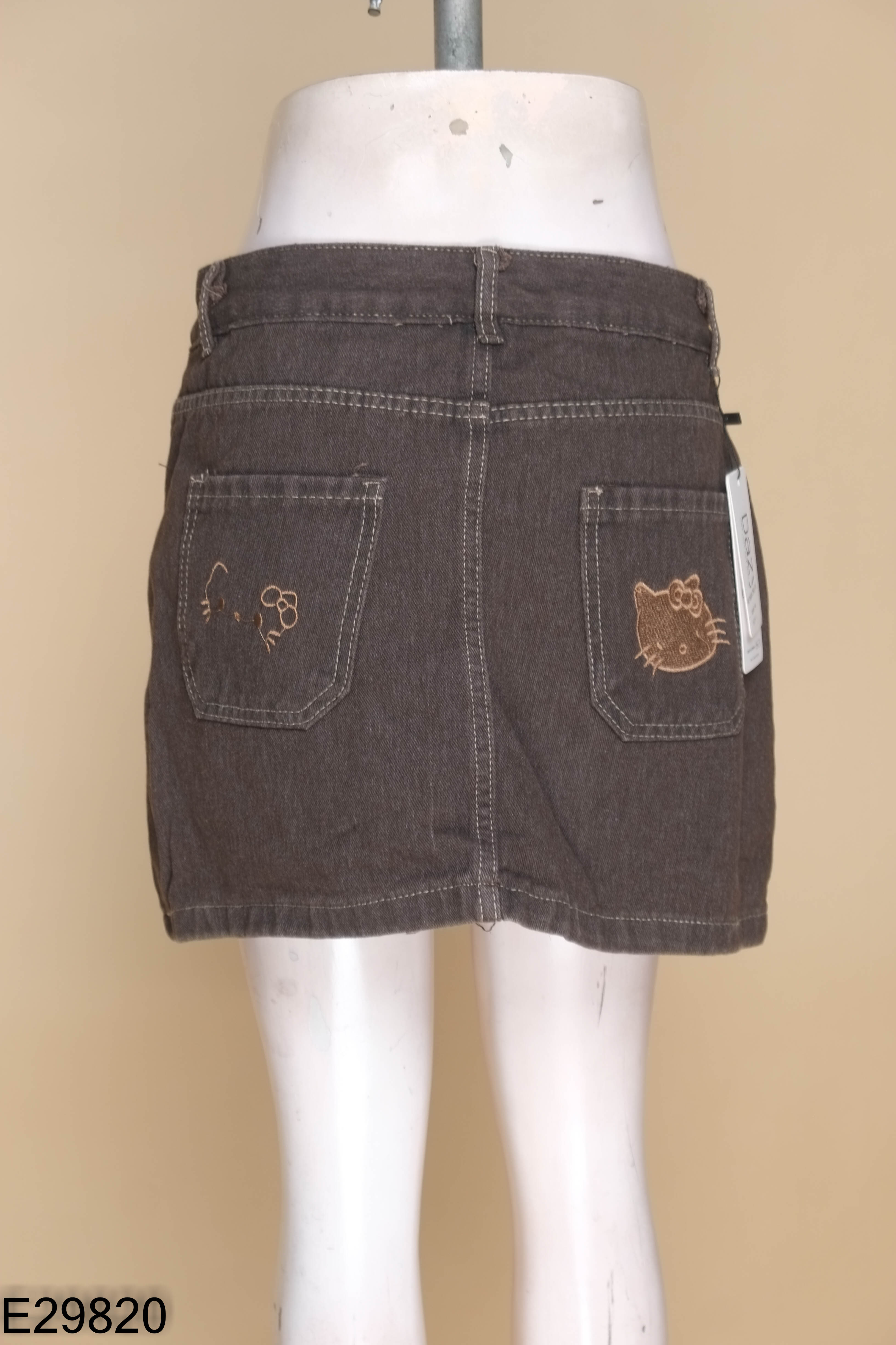 NEWTAG Chân váy jeans nâu DAZY chữ A