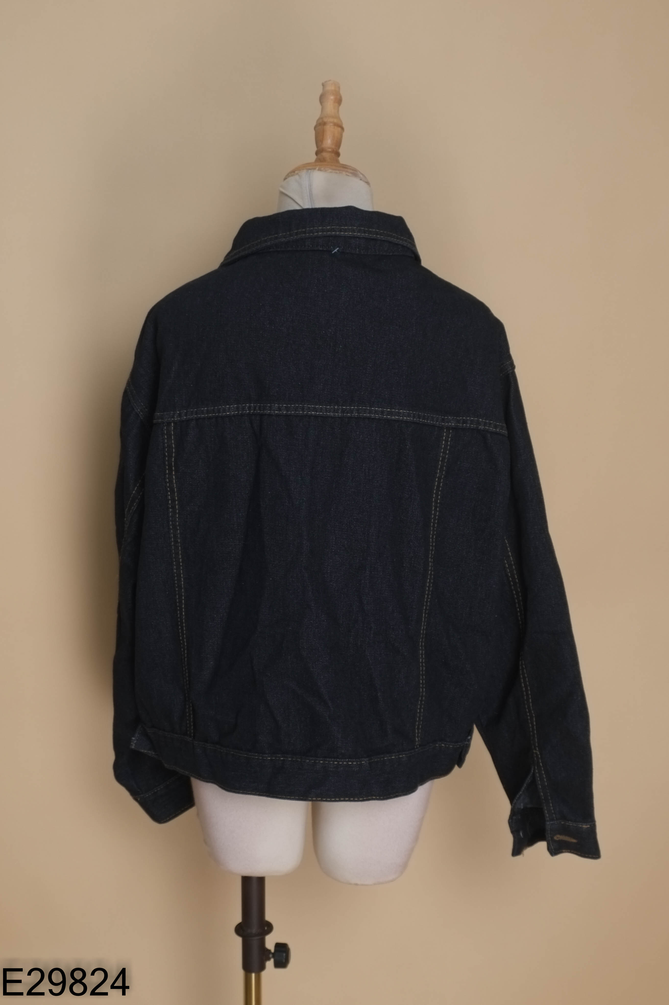 NEWTAG Áo khoác jeans xanh kéo khóa