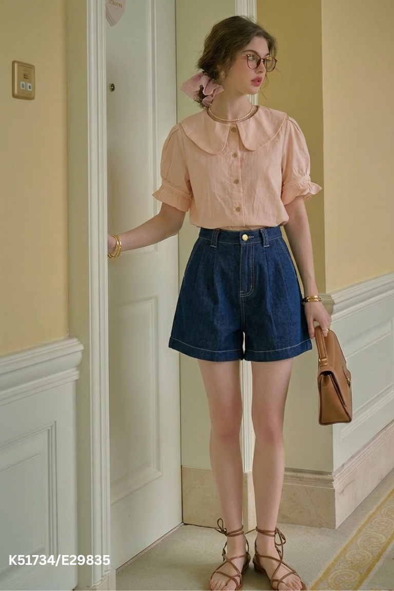 NEWTAG Quần shorts jeans xanh đậm