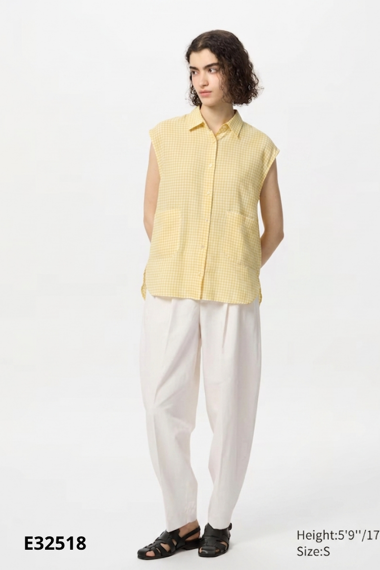 Áo sơ mki UNIQLO vàng kẻ caro