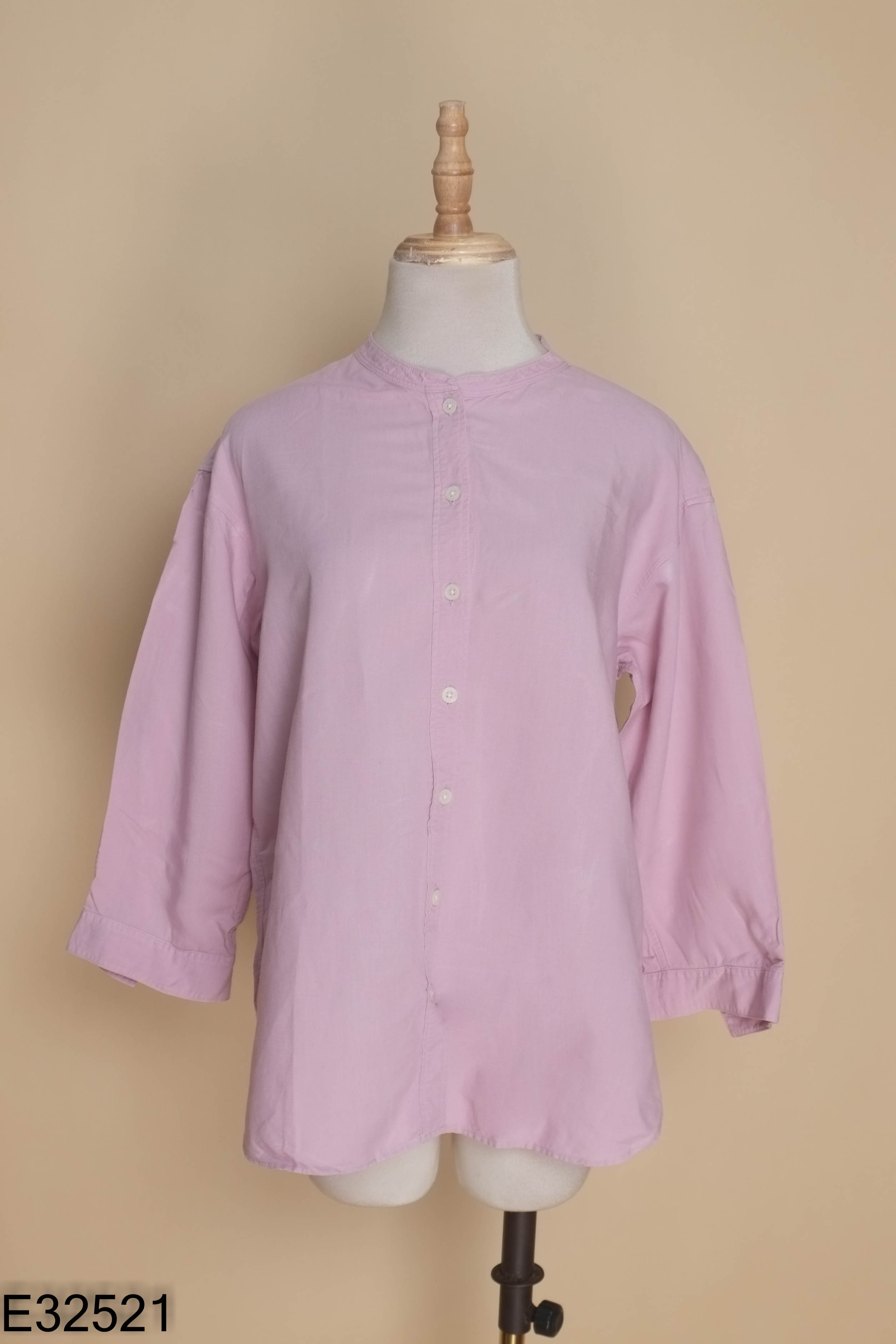 Áo sơ mi UNIQLO tím không cổ