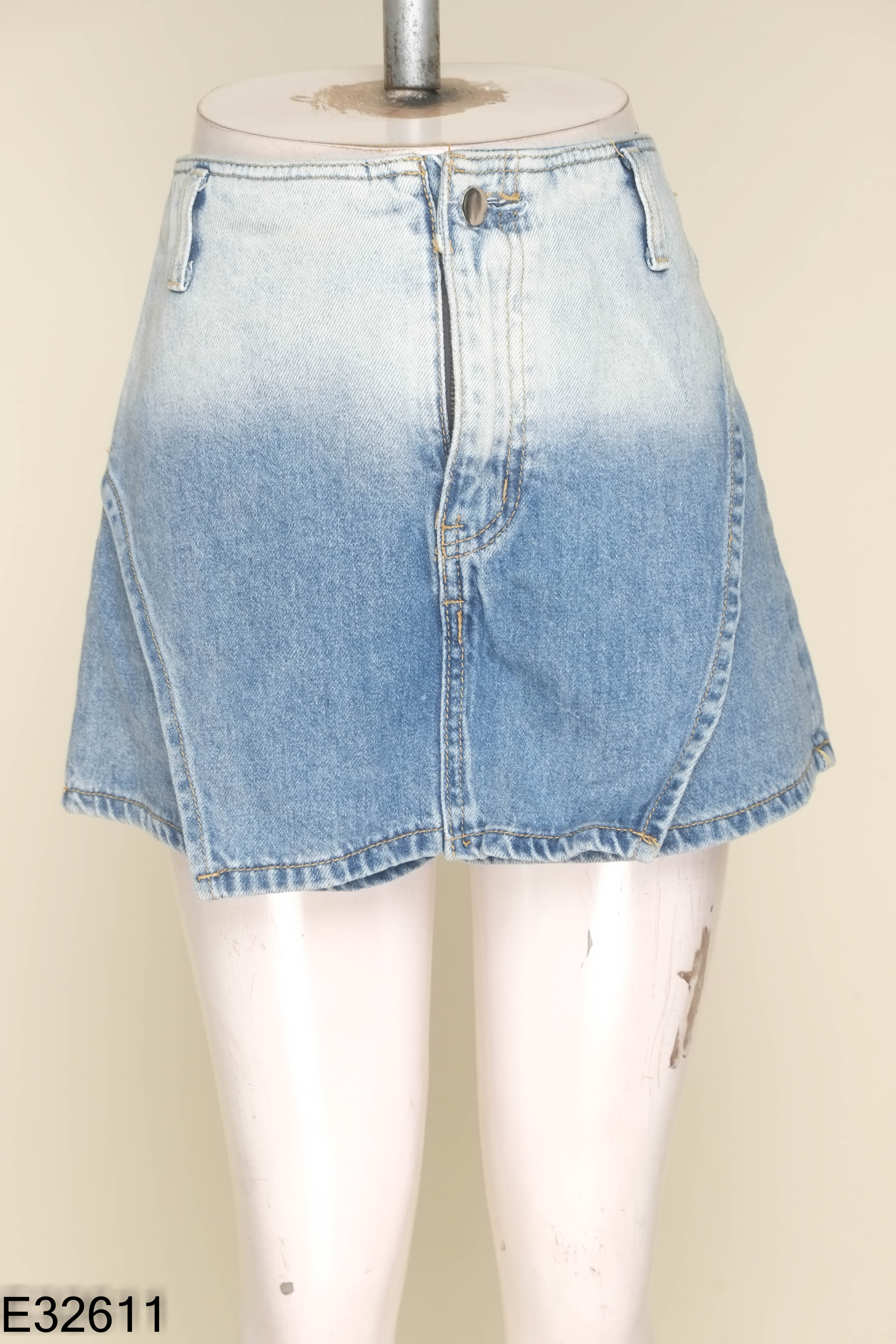 Chân váy jeans xanh giả quần