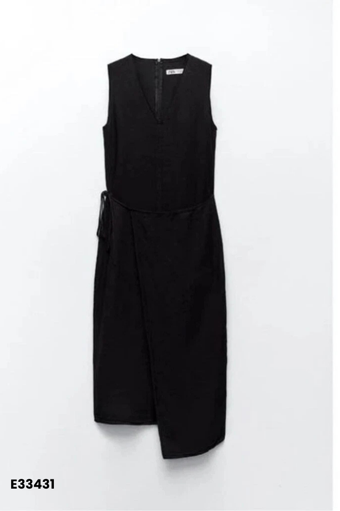 Váy ZARA sát nách linen đen