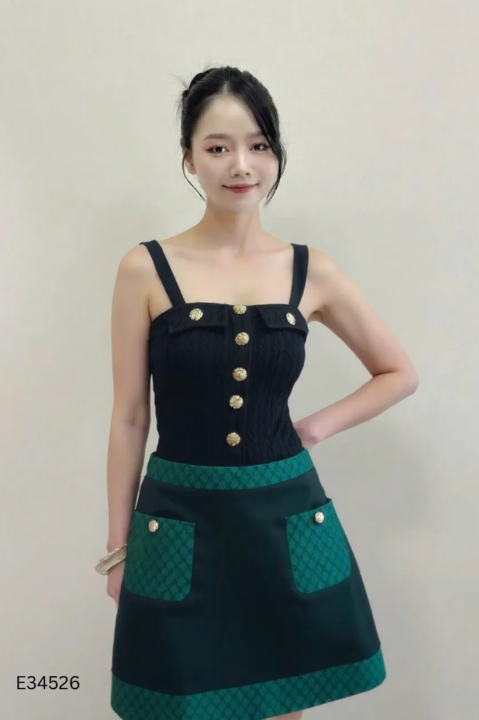 Chân váy CCHAT xanh trơn