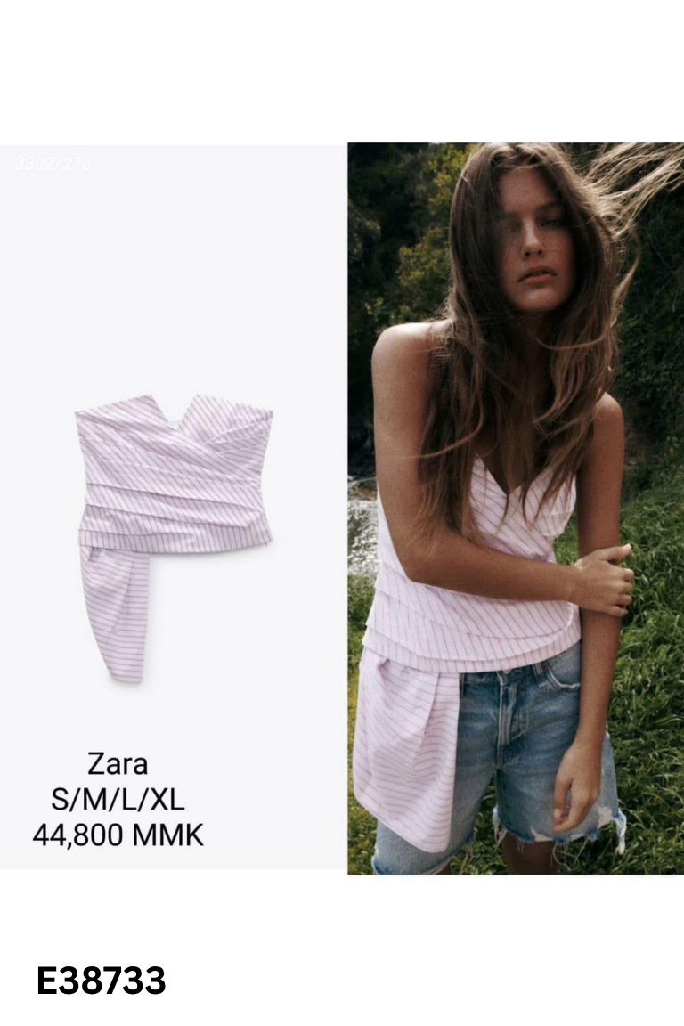 Áo cúp hồng ZARA kẻ