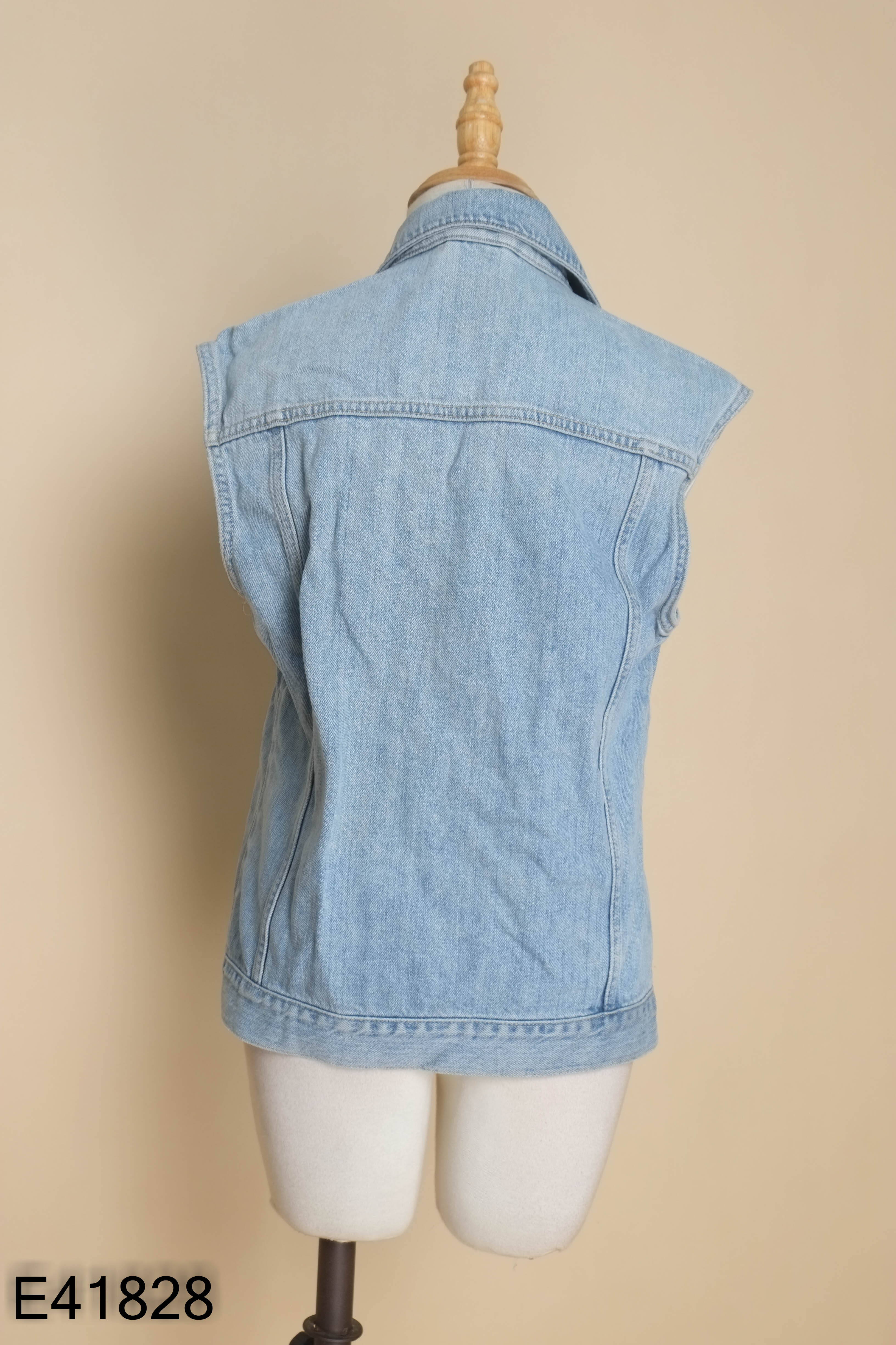 Áo khoác gile jeans xanh trơn