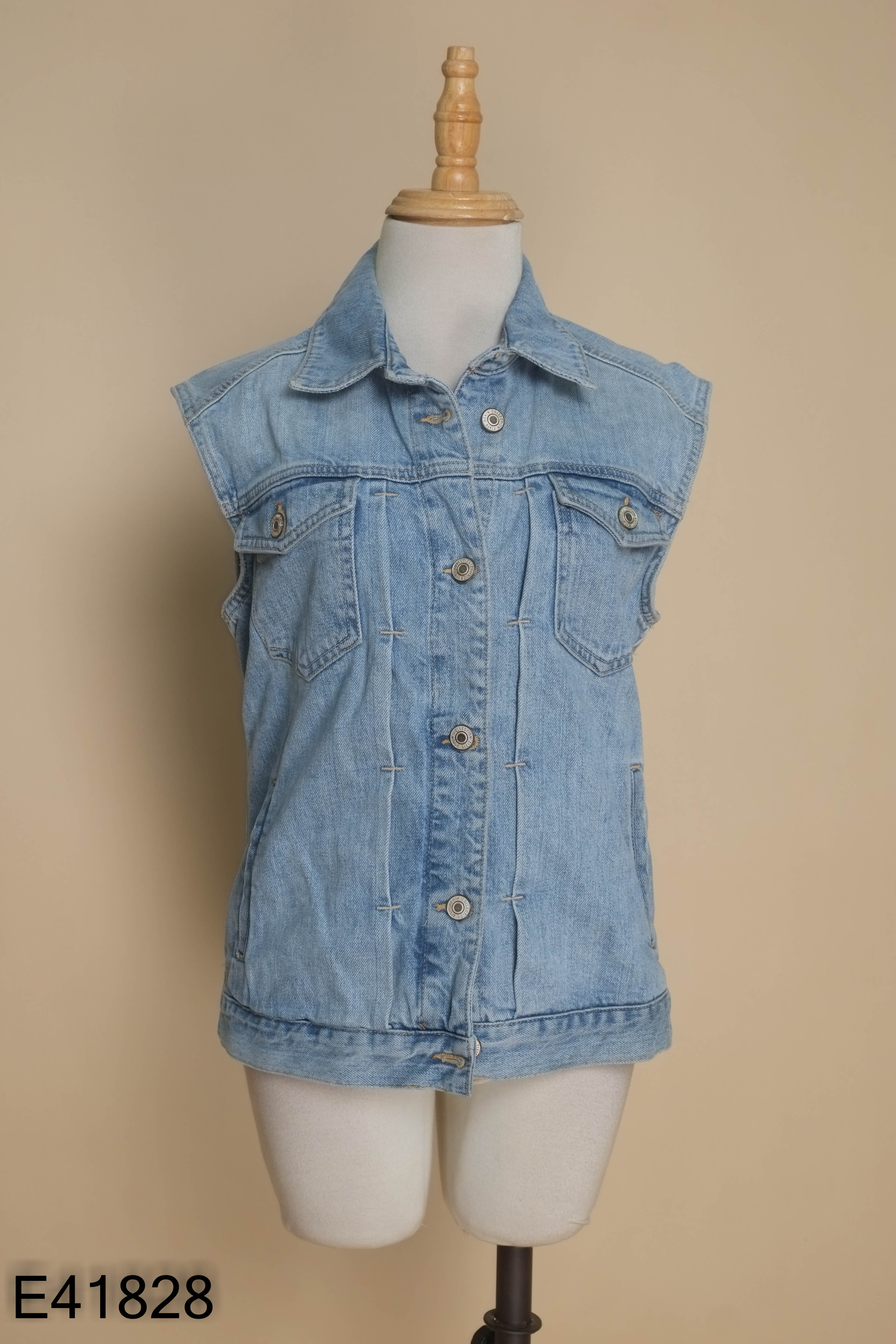 Áo khoác gile jeans xanh trơn