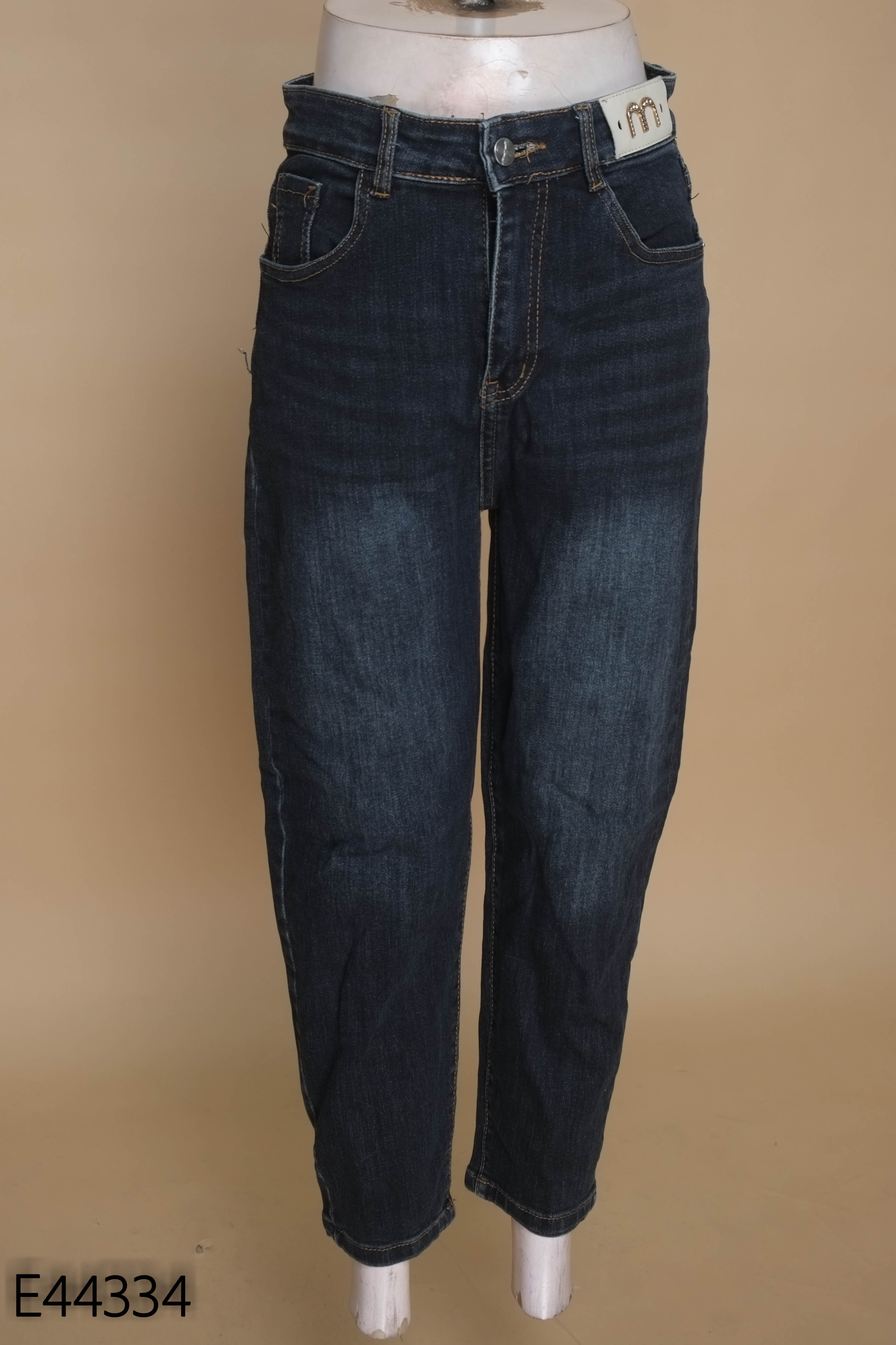 Quần jeans xanh đen trơn suông