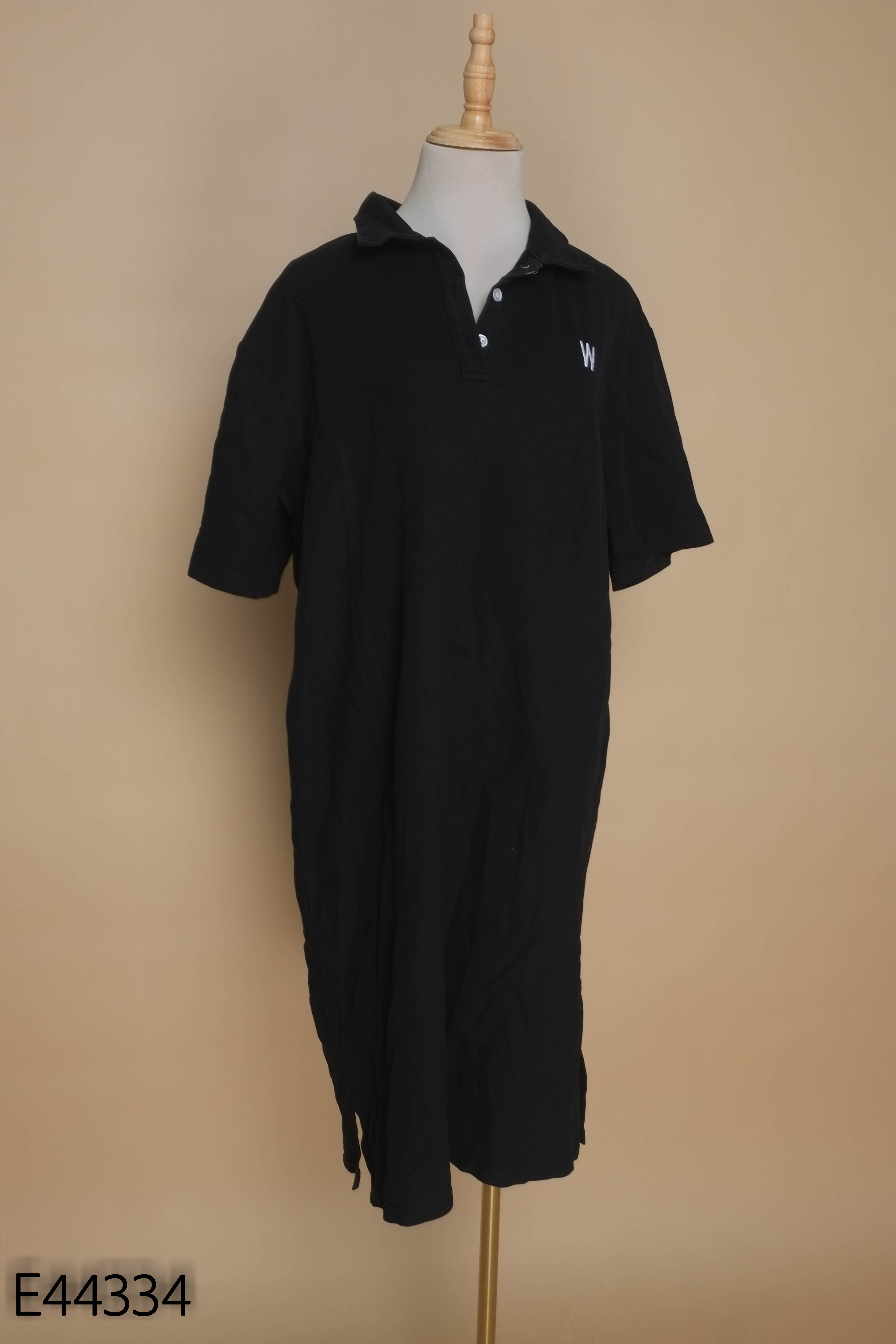 Váy polo đen trơn suông dài