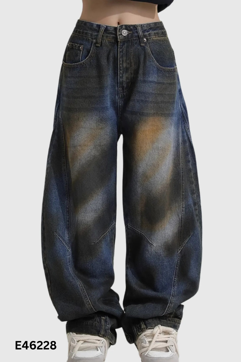 Quần jeans xanh loang