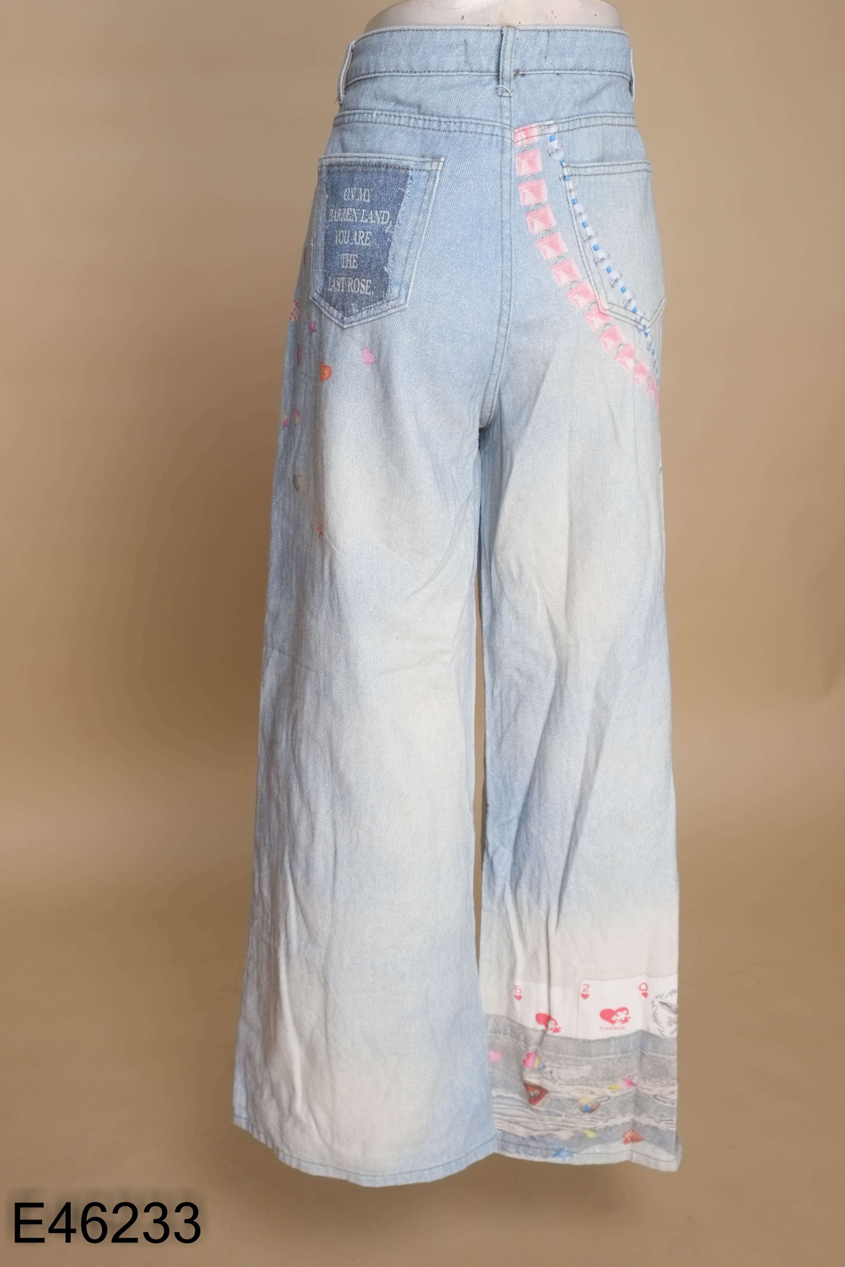 Quần jeans KEN STUDO xanh in hình