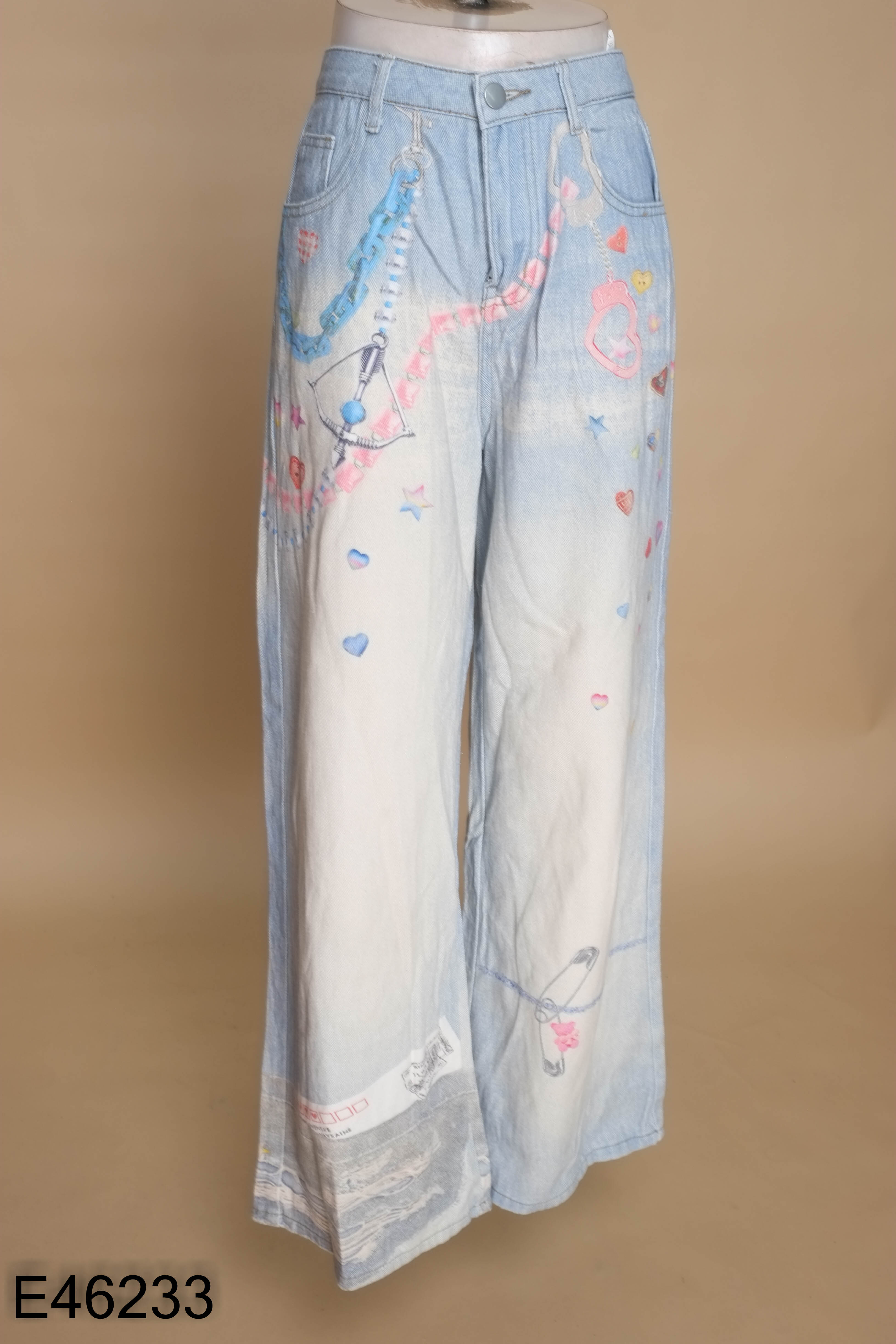 Quần jeans KEN STUDO xanh in hình