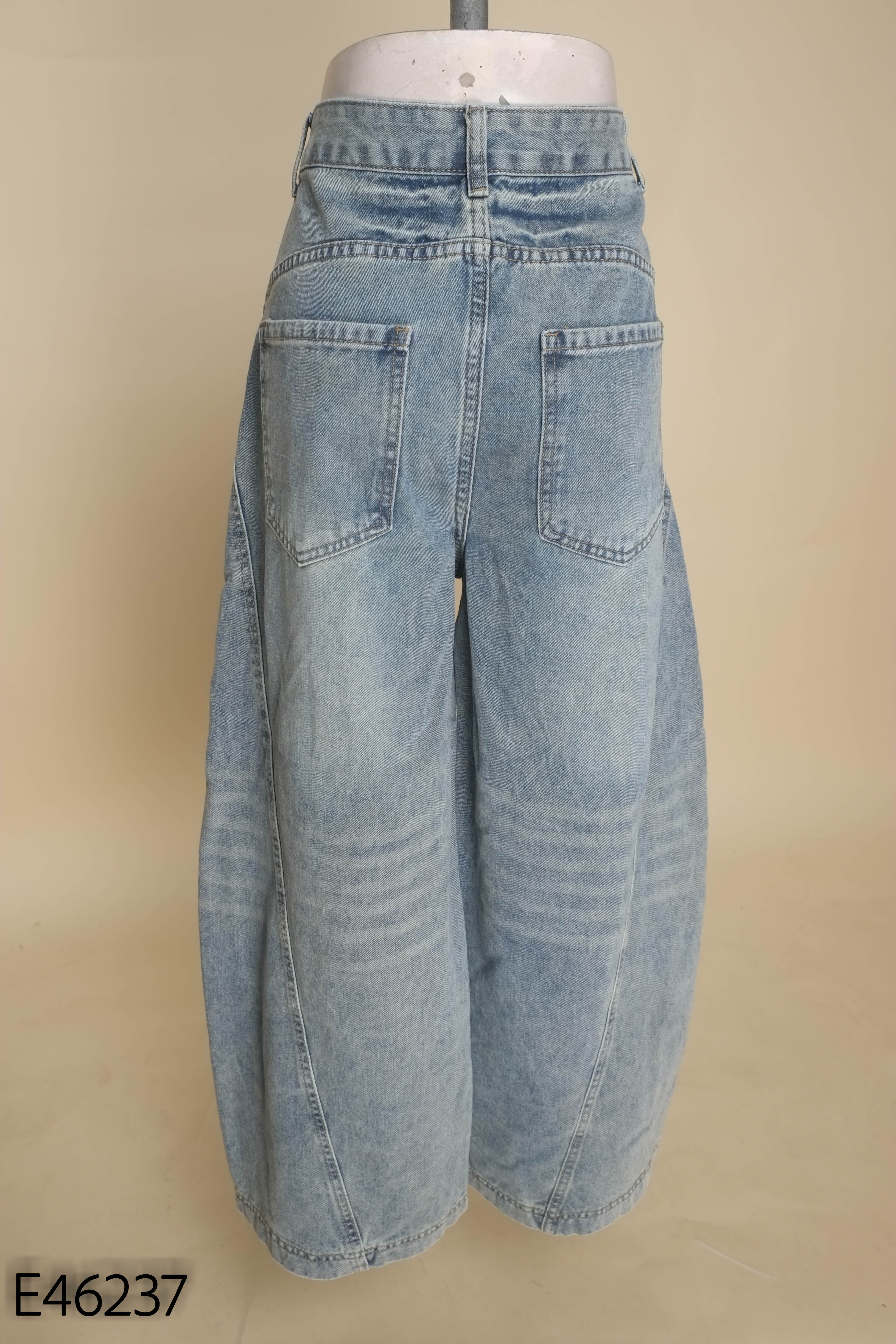 Quần jeans culottes xanh suông
