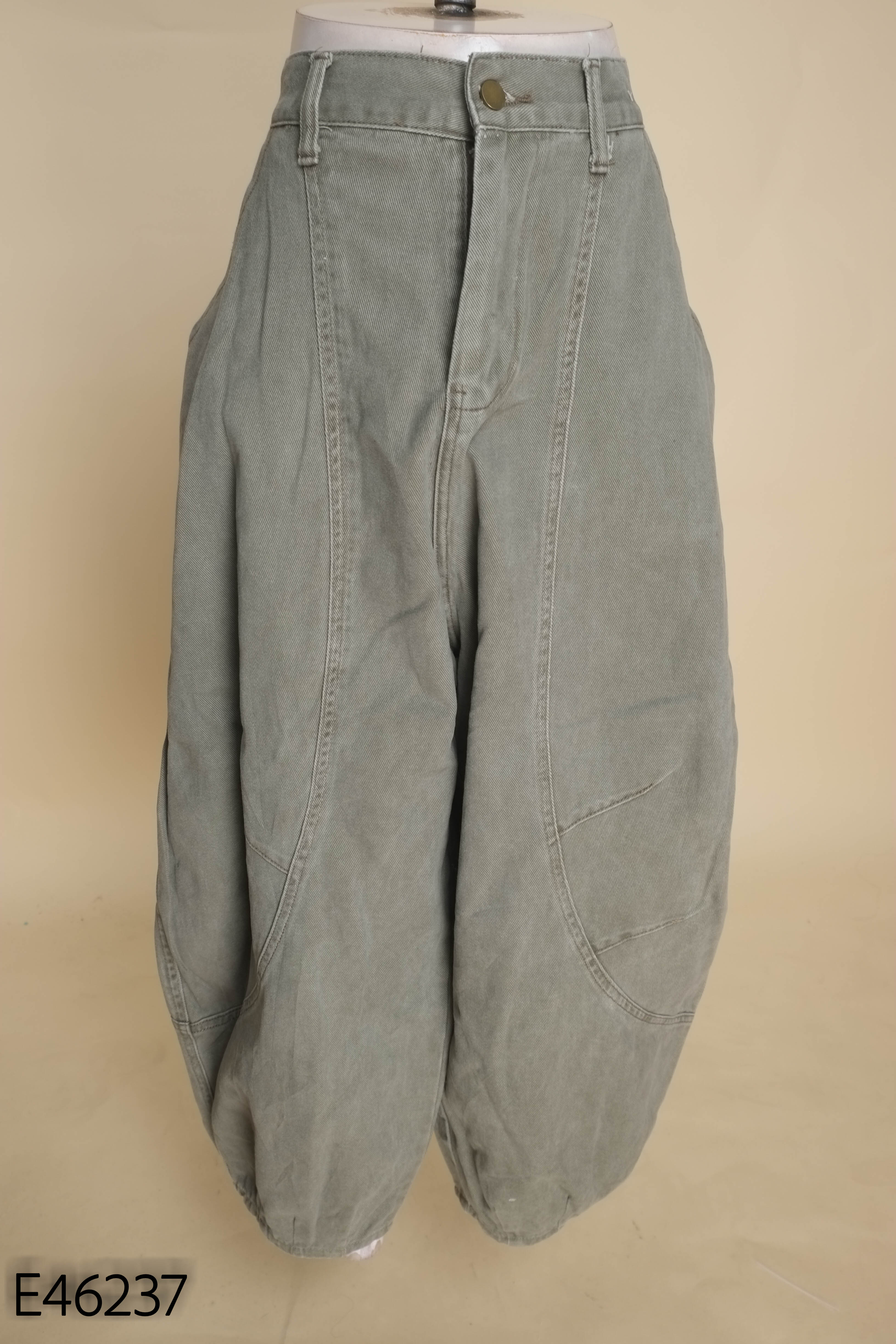 Quần jeans culottes xanh rêu suông