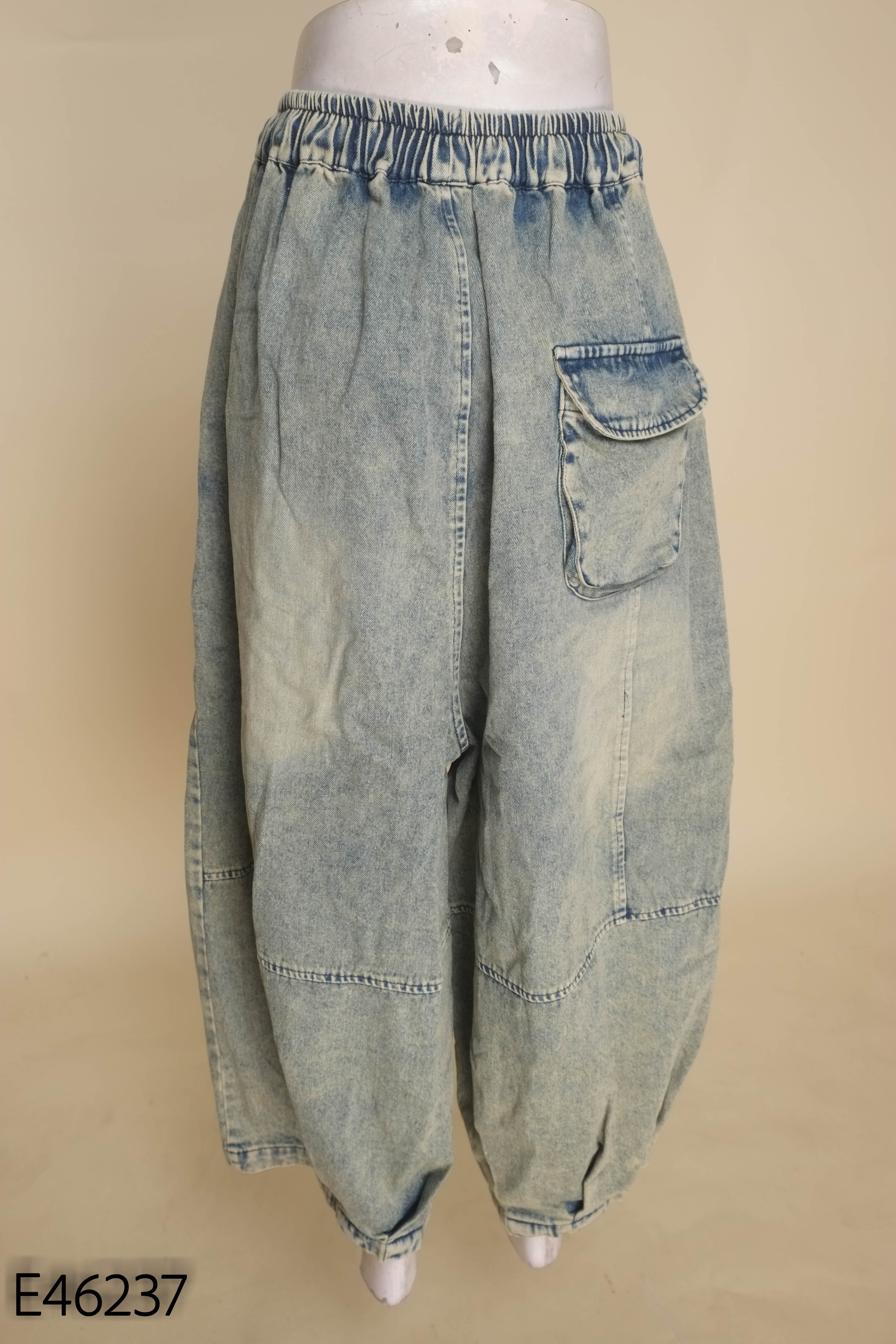 Quần culottes jeans xanh loang