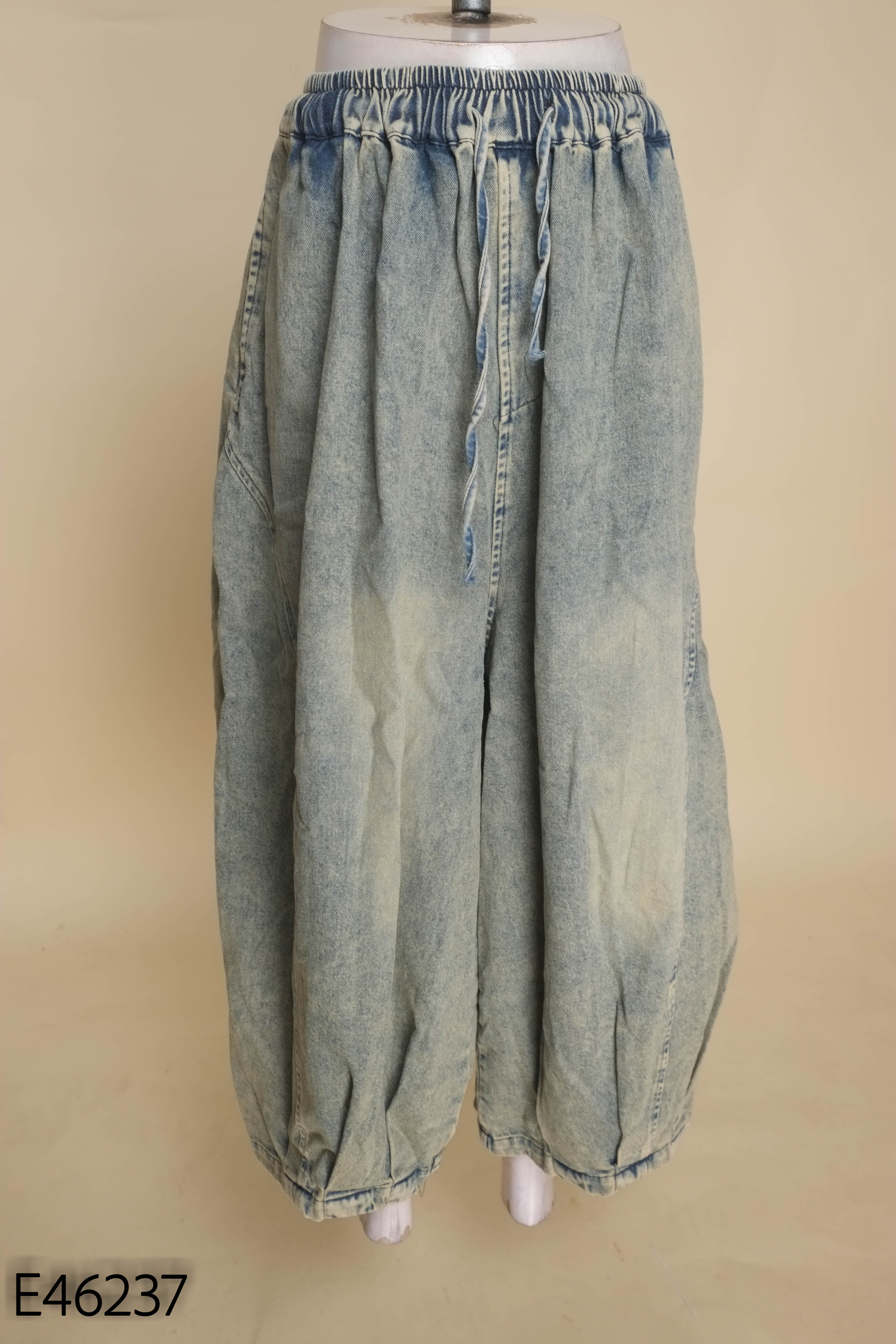 Quần culottes jeans xanh loang