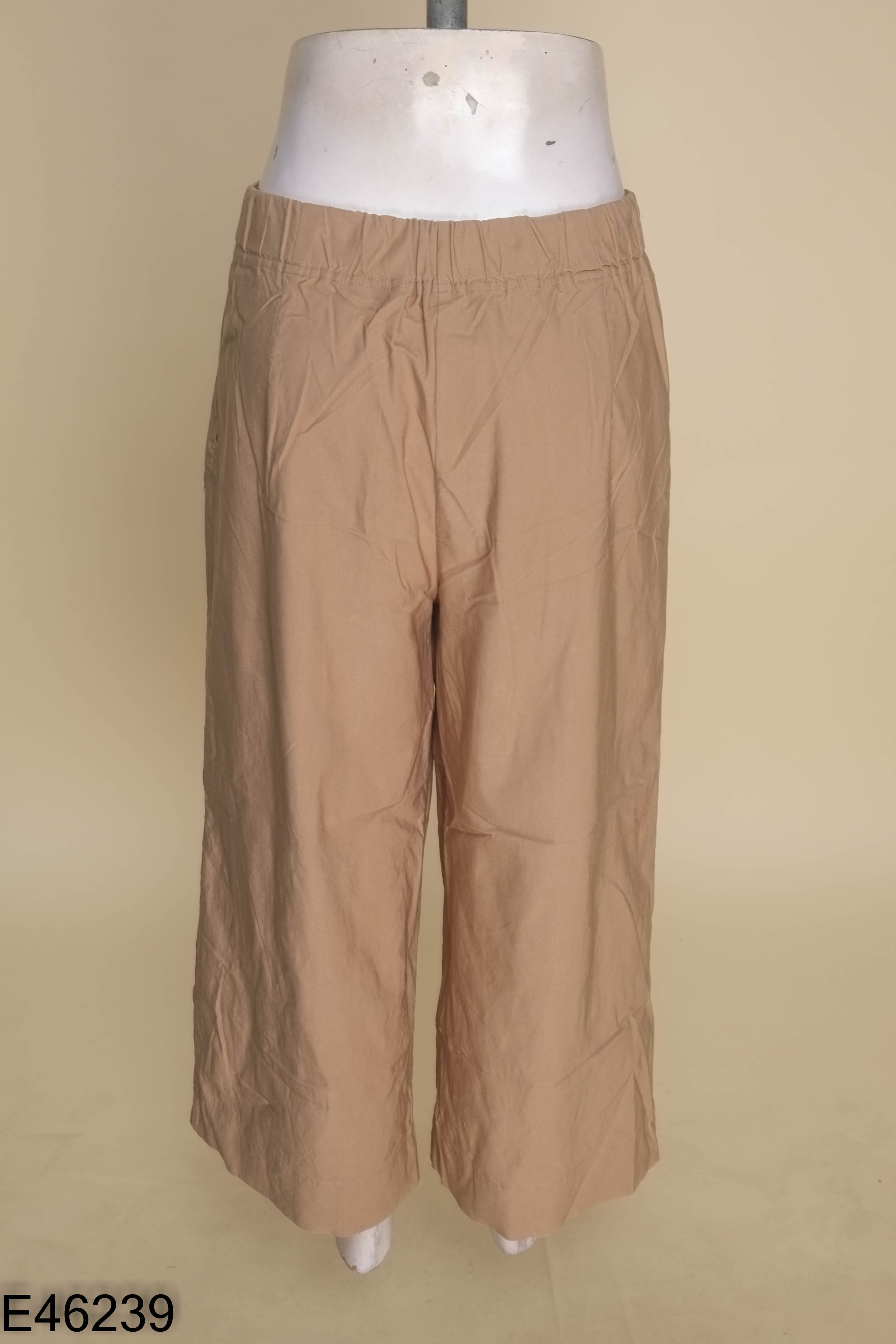 Quần culottes vải nâu trơn ống rộng