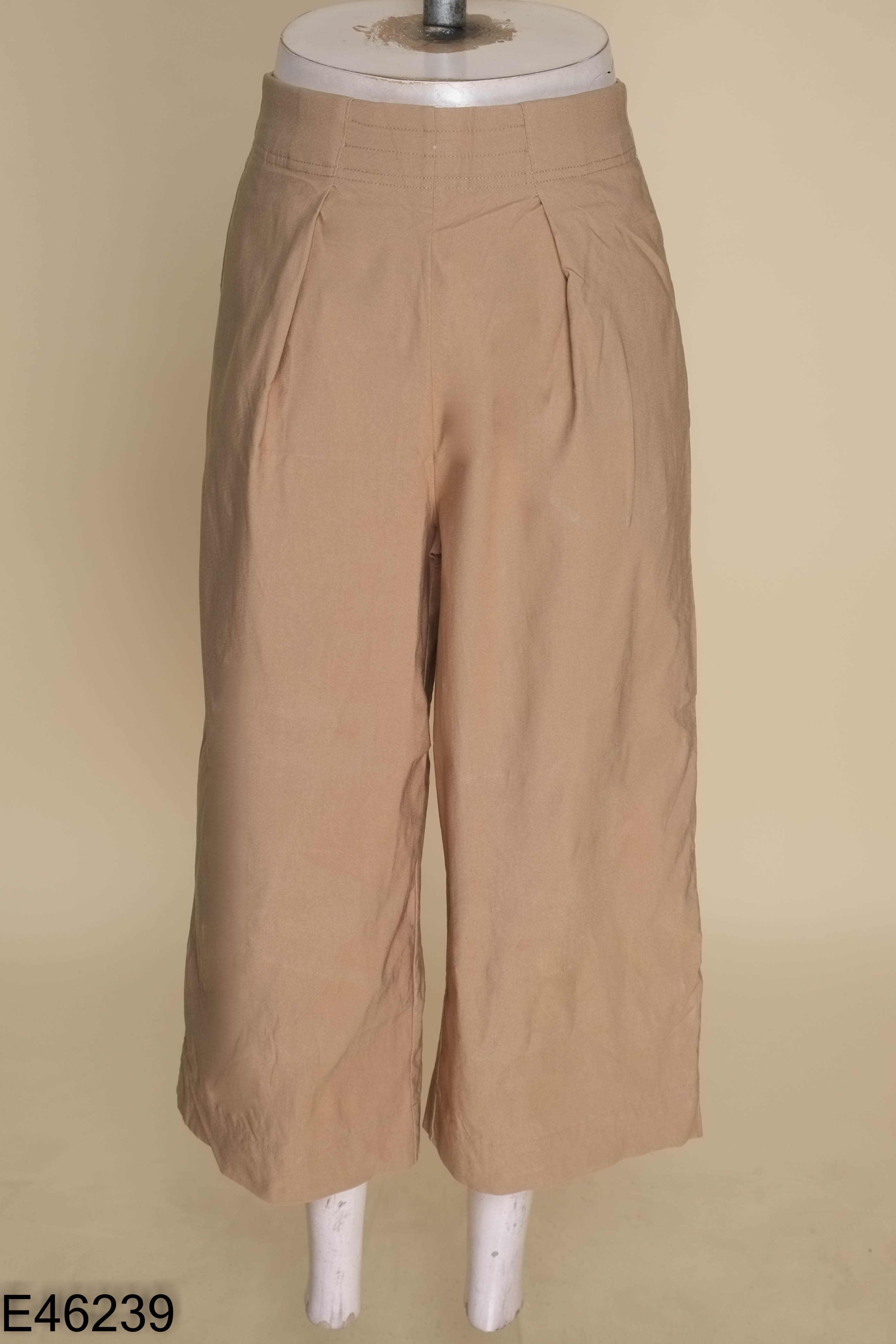 Quần culottes vải nâu trơn ống rộng