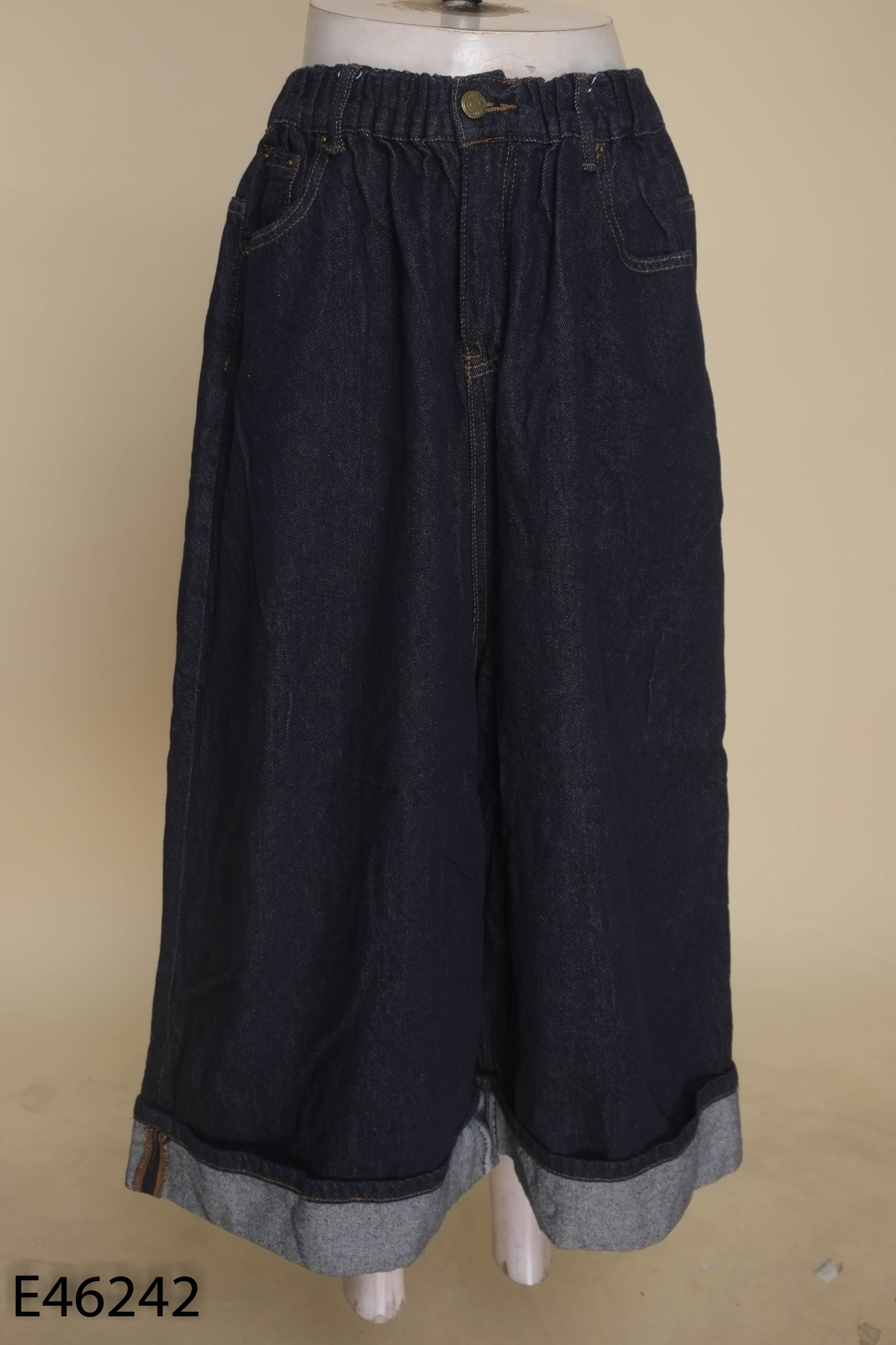 Quần jeans culottes MURONG gấp gấu
