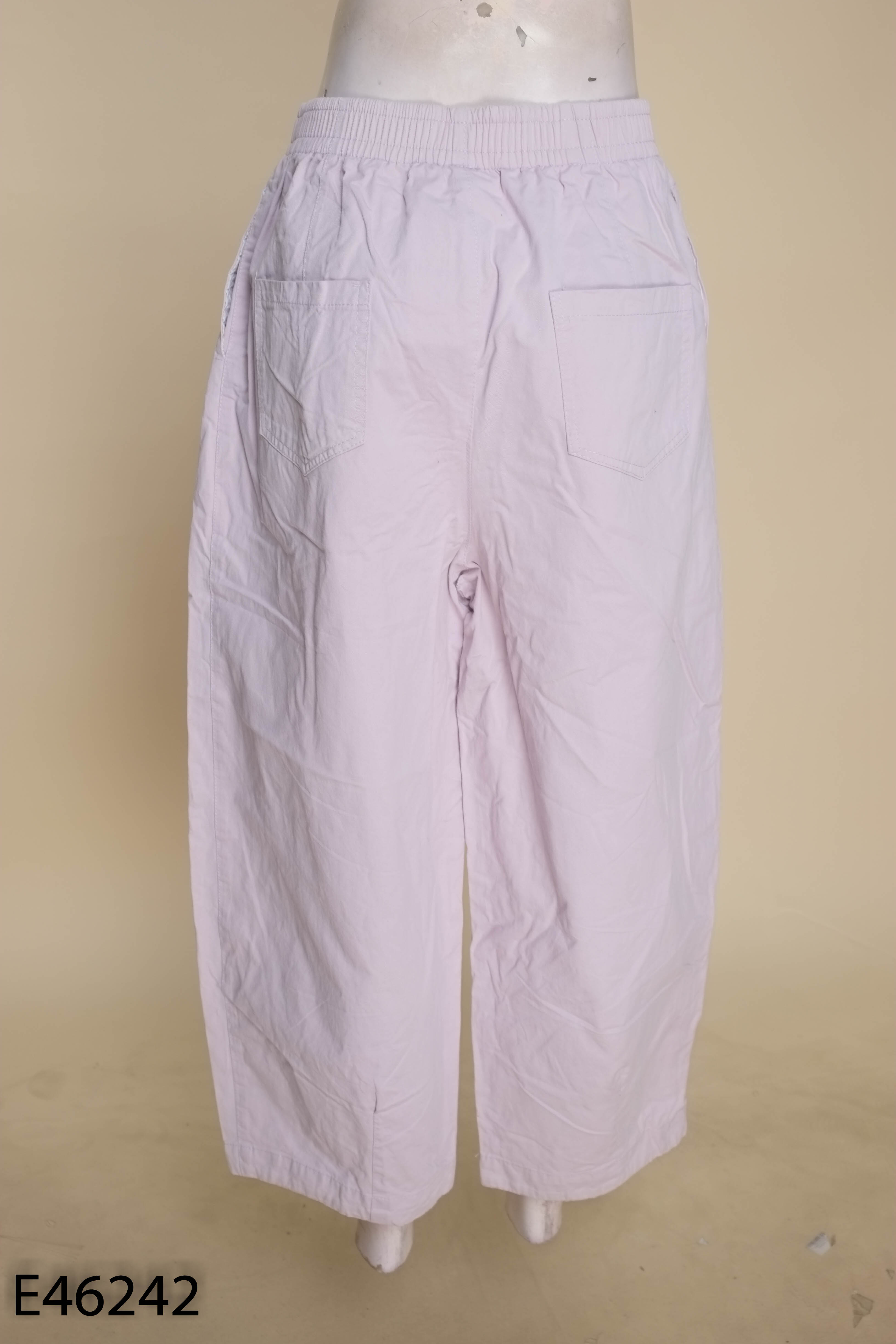 Quần kaki tím nhạt trơn ống rộng