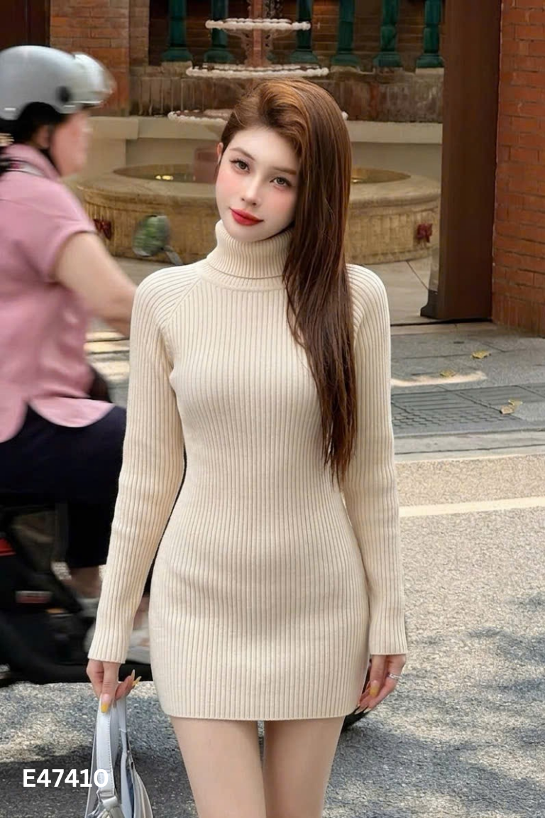Váy len HQLENS be cao cổ