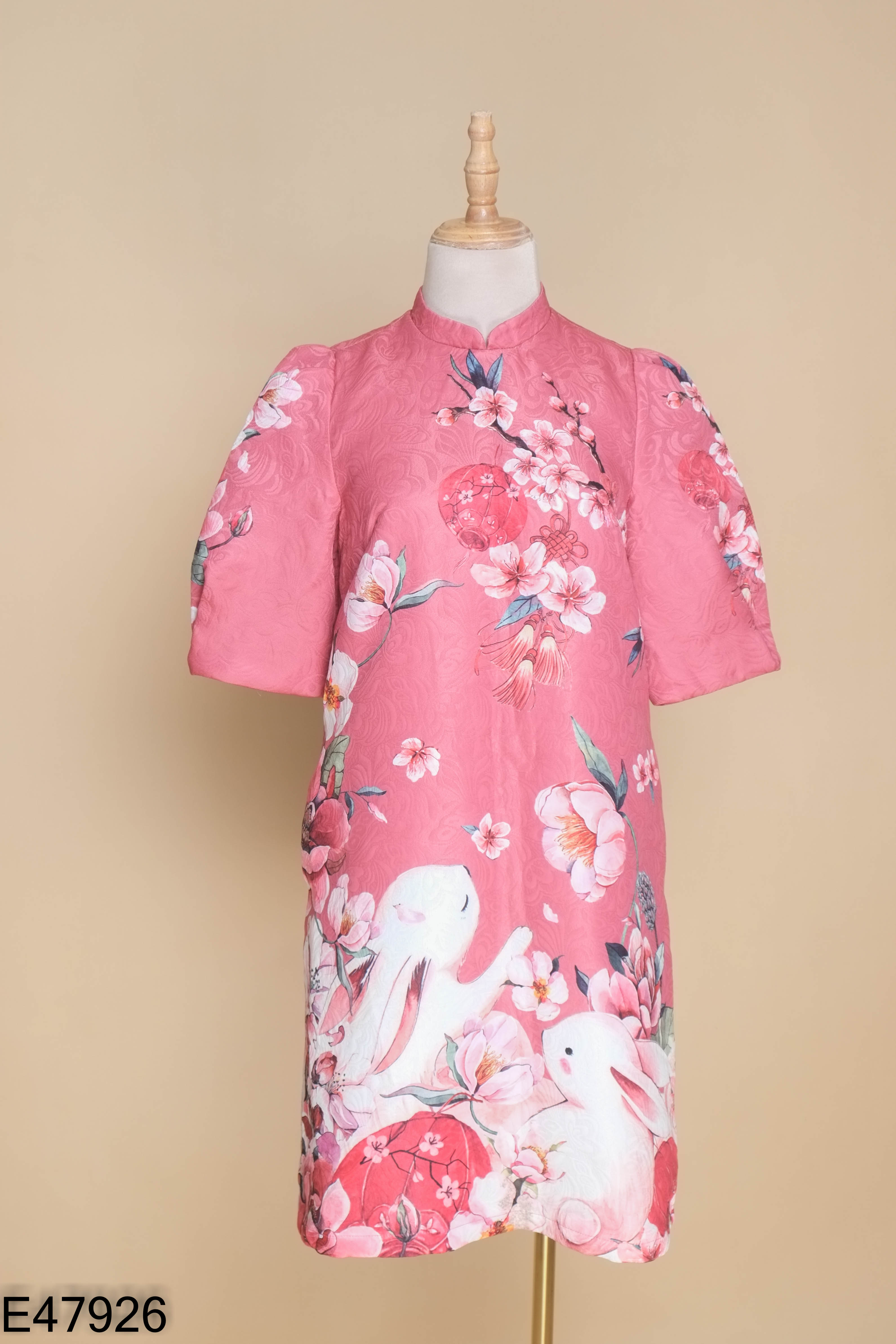 Áo dài ADORE DRESS hồng họa tiết