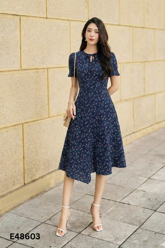 Váy xanh than M OUTFIT họa tiết
