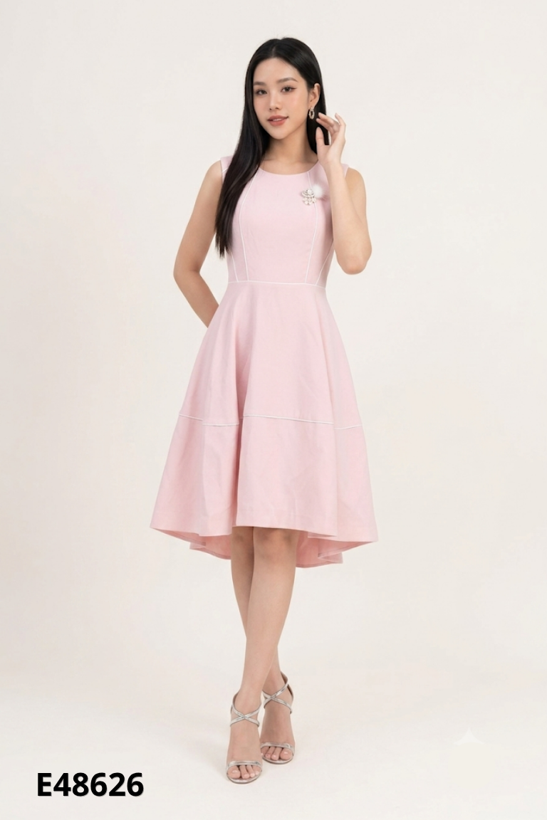 Váy sát nách hồng IVY MODA viền trắng