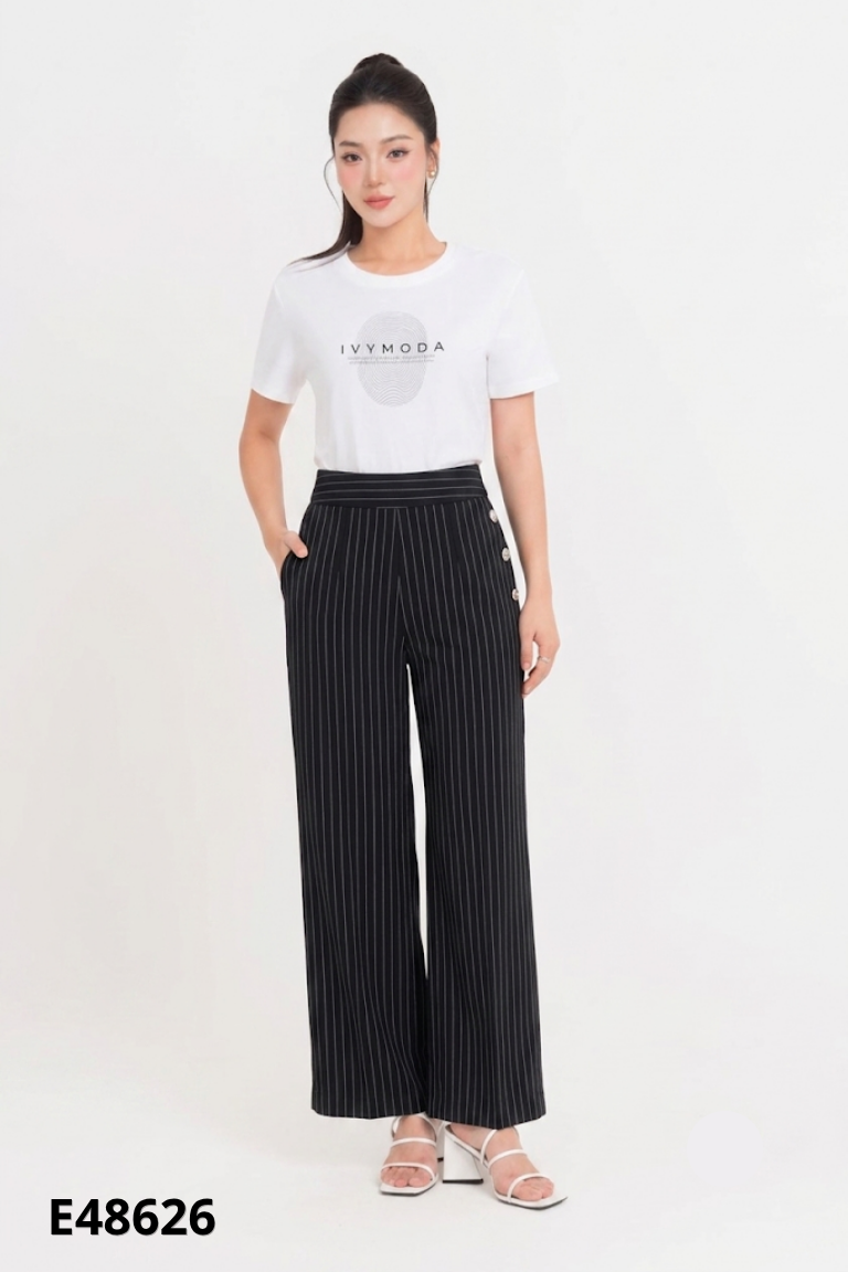 Quần đen IVY MODA sọc trắng