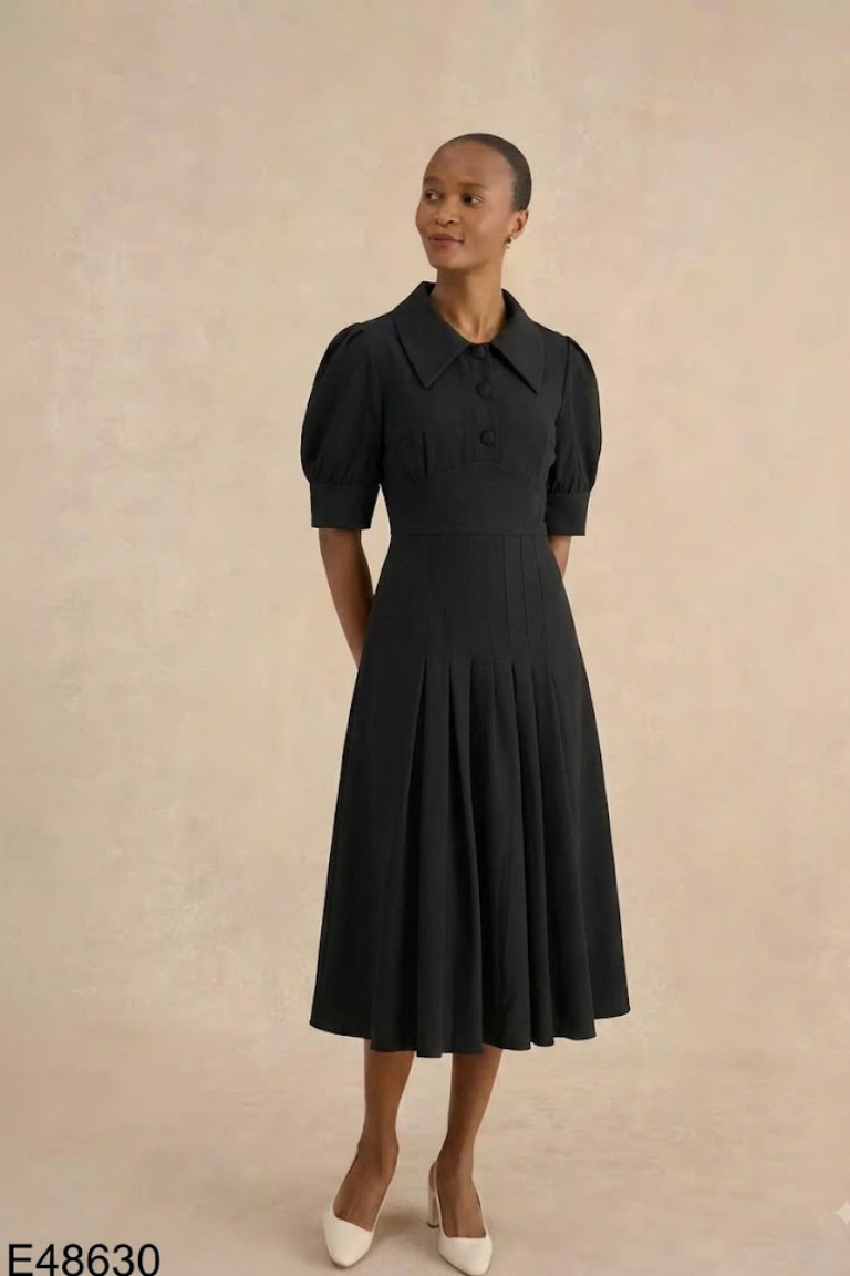 Váy HOBBS đen cổ bèo