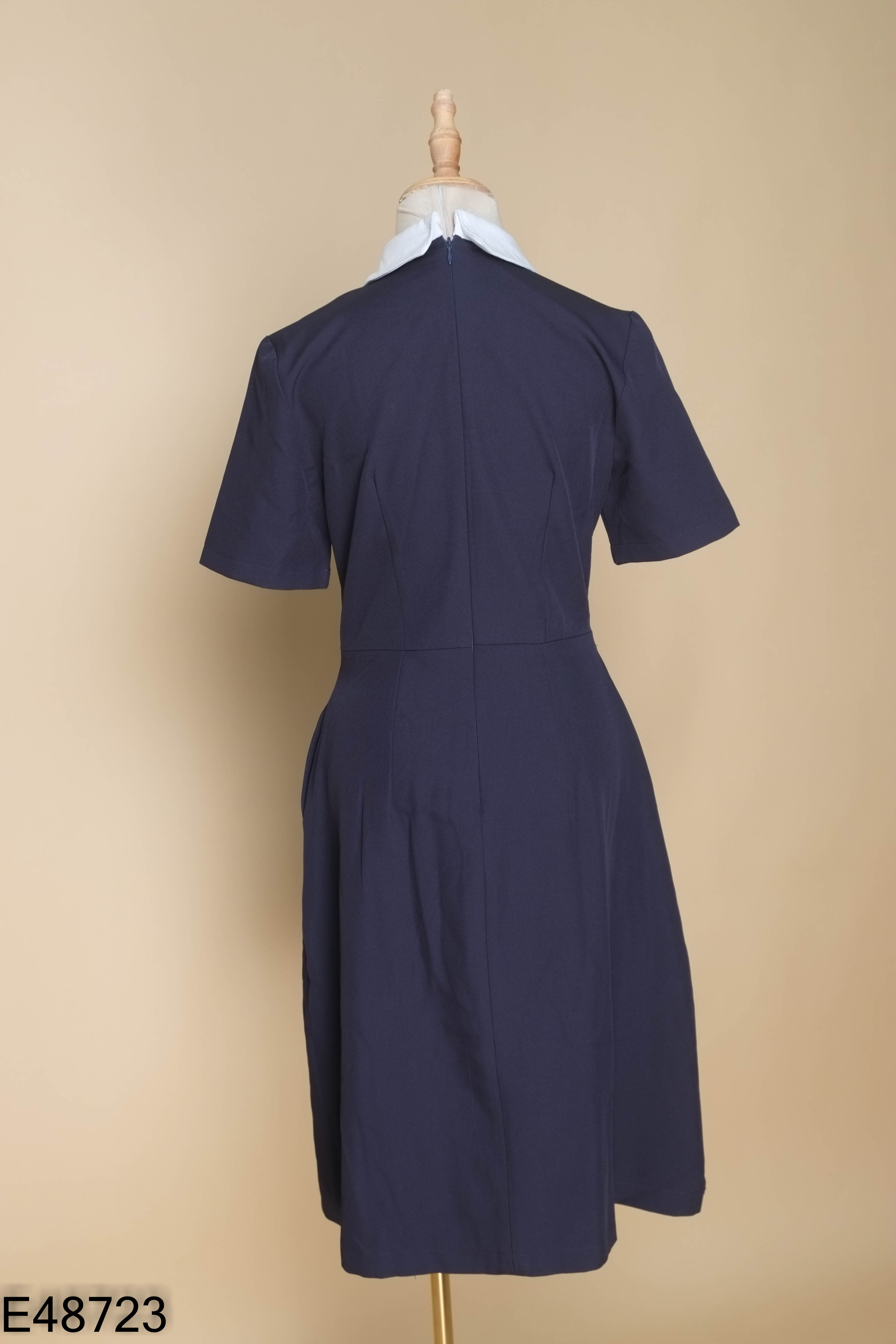 Váy ELLA Design xanh than cổ trắng