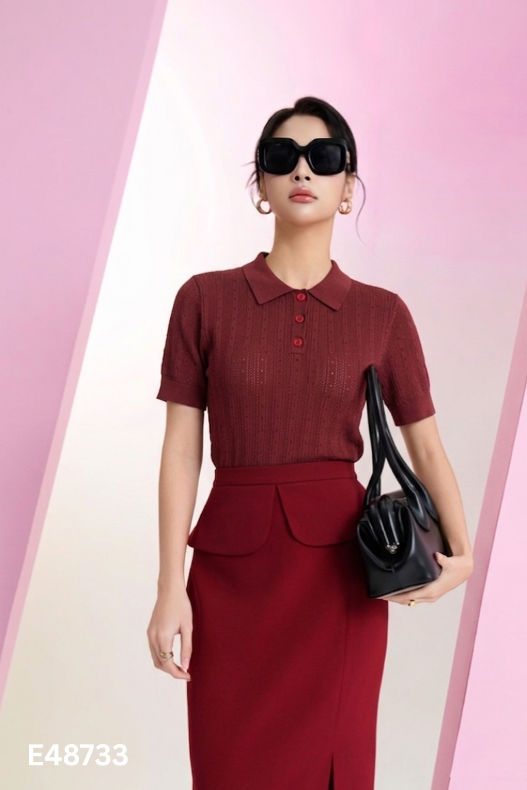 Áo polo đỏ cộc tay