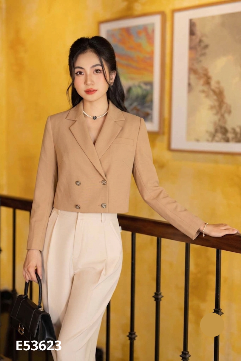Áo khoác vest LAMIA nâu dáng ngắn