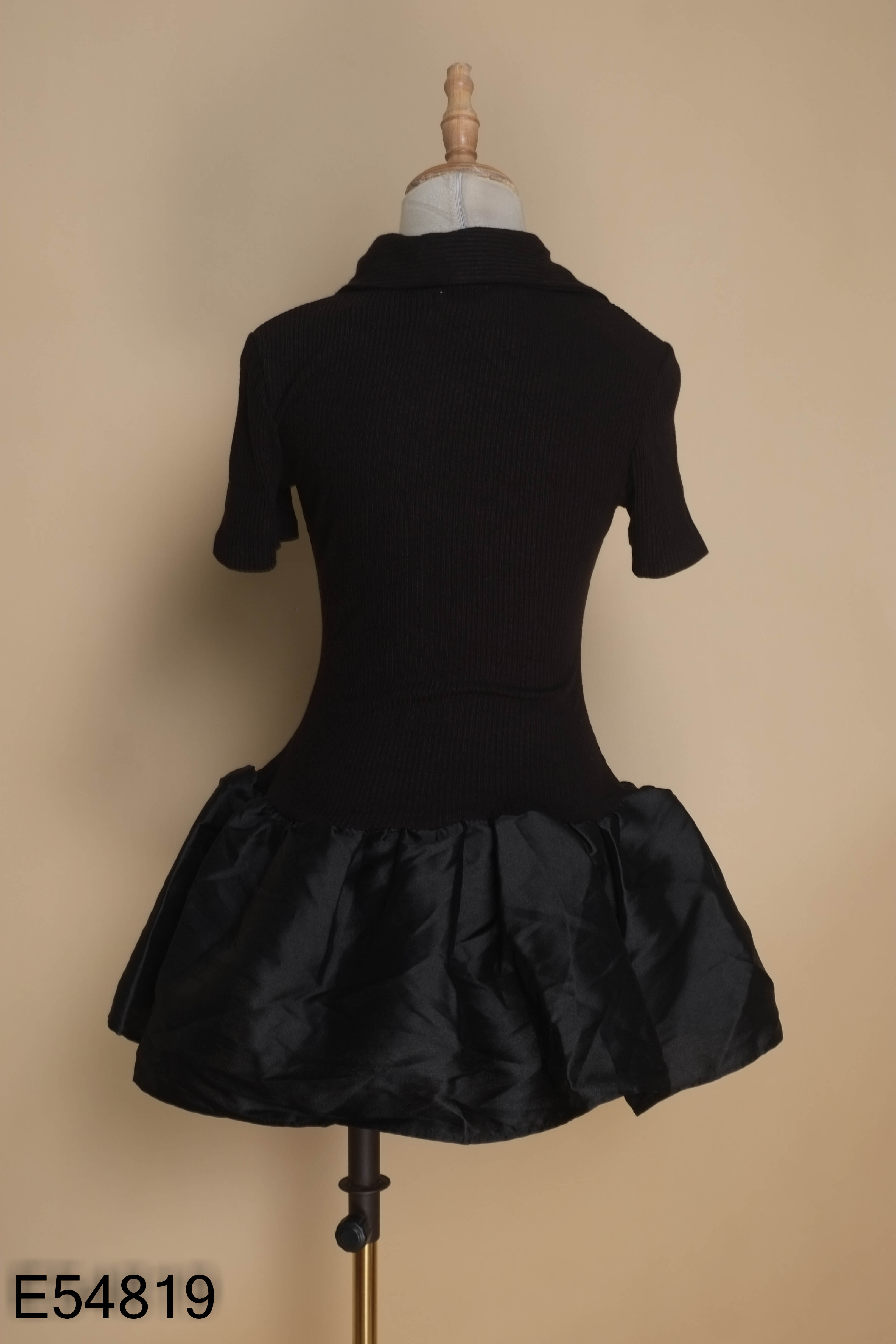 NEWTAG Váy len đen tăm PEONY mix chân váy bí