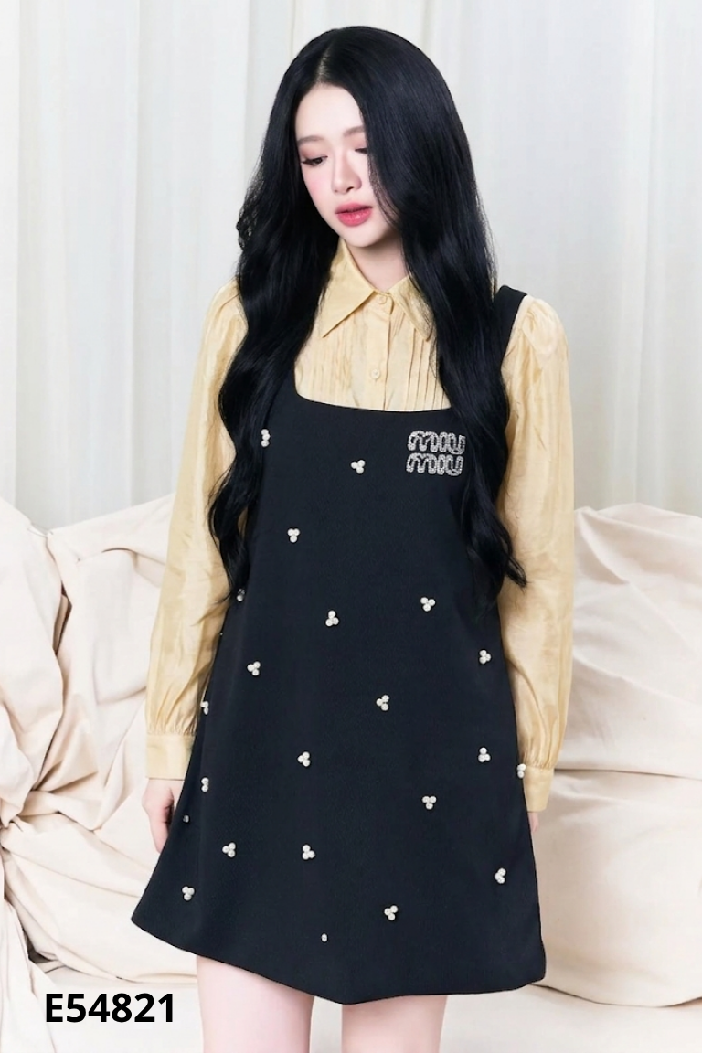 NEWTAG váy đen NH CLOTHING đính ngọc