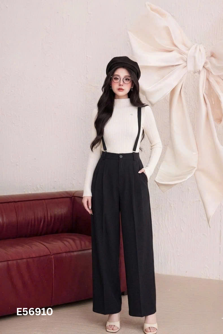 NEWTAG Quần yếm đen trơn suông