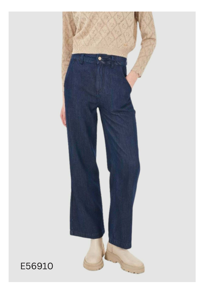 Quần jeans xanh đậm suông