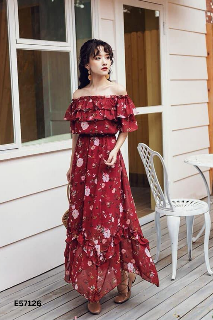 Váy VERO MODA đỏ voan hoa
