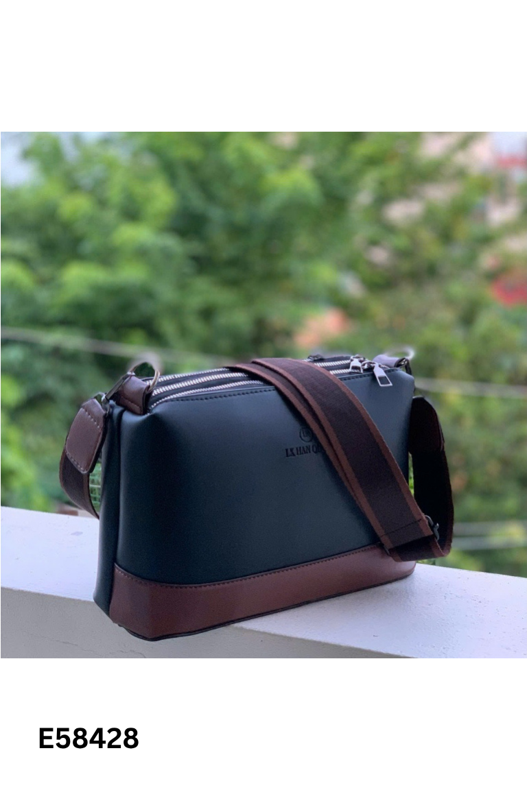 Túi xách da đen phối nâu