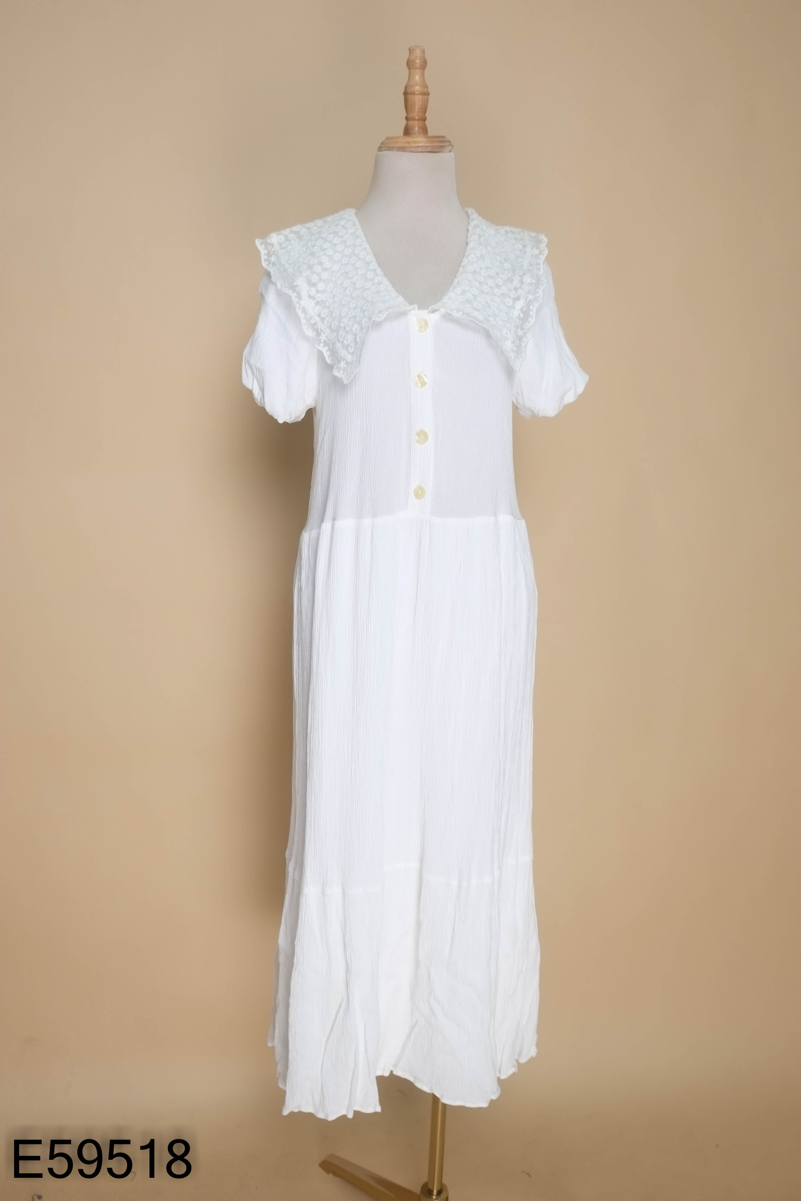 Váy đũi trắng ZARA phối cổ ren