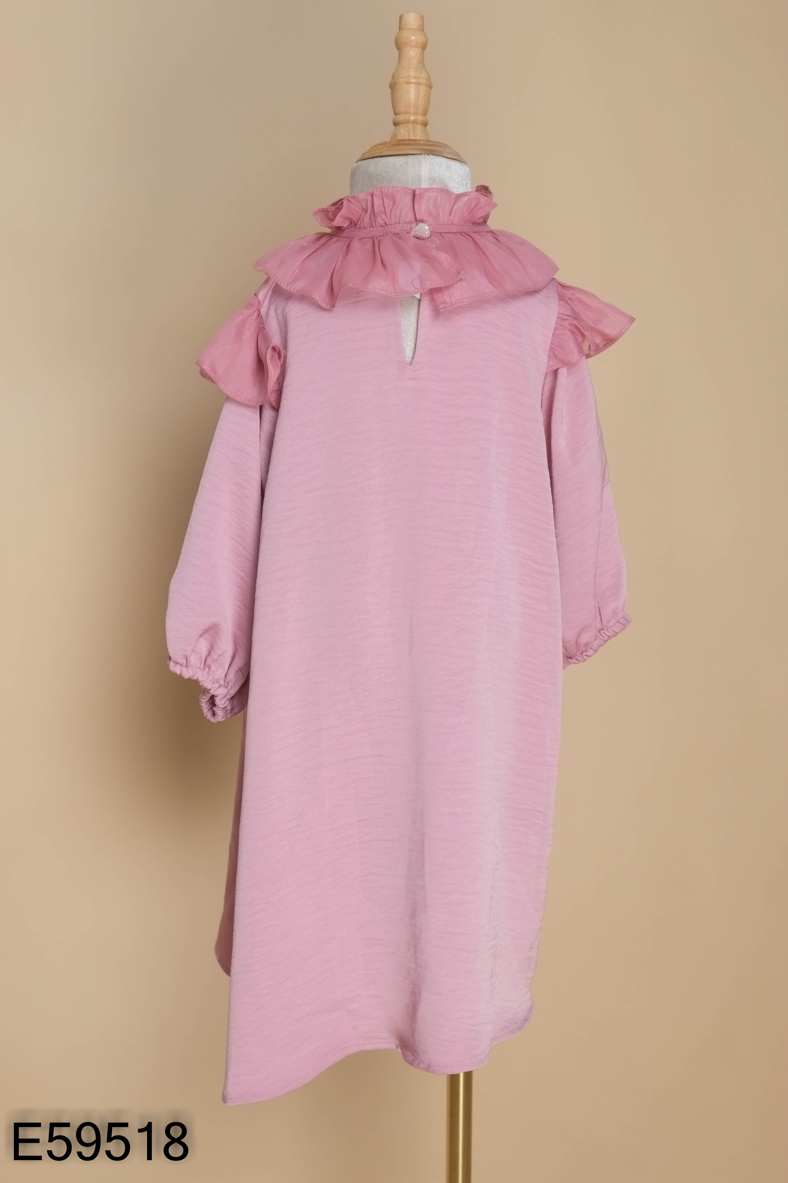 Váy lụa hồng P'TI CHOU thêu hoa KIDS