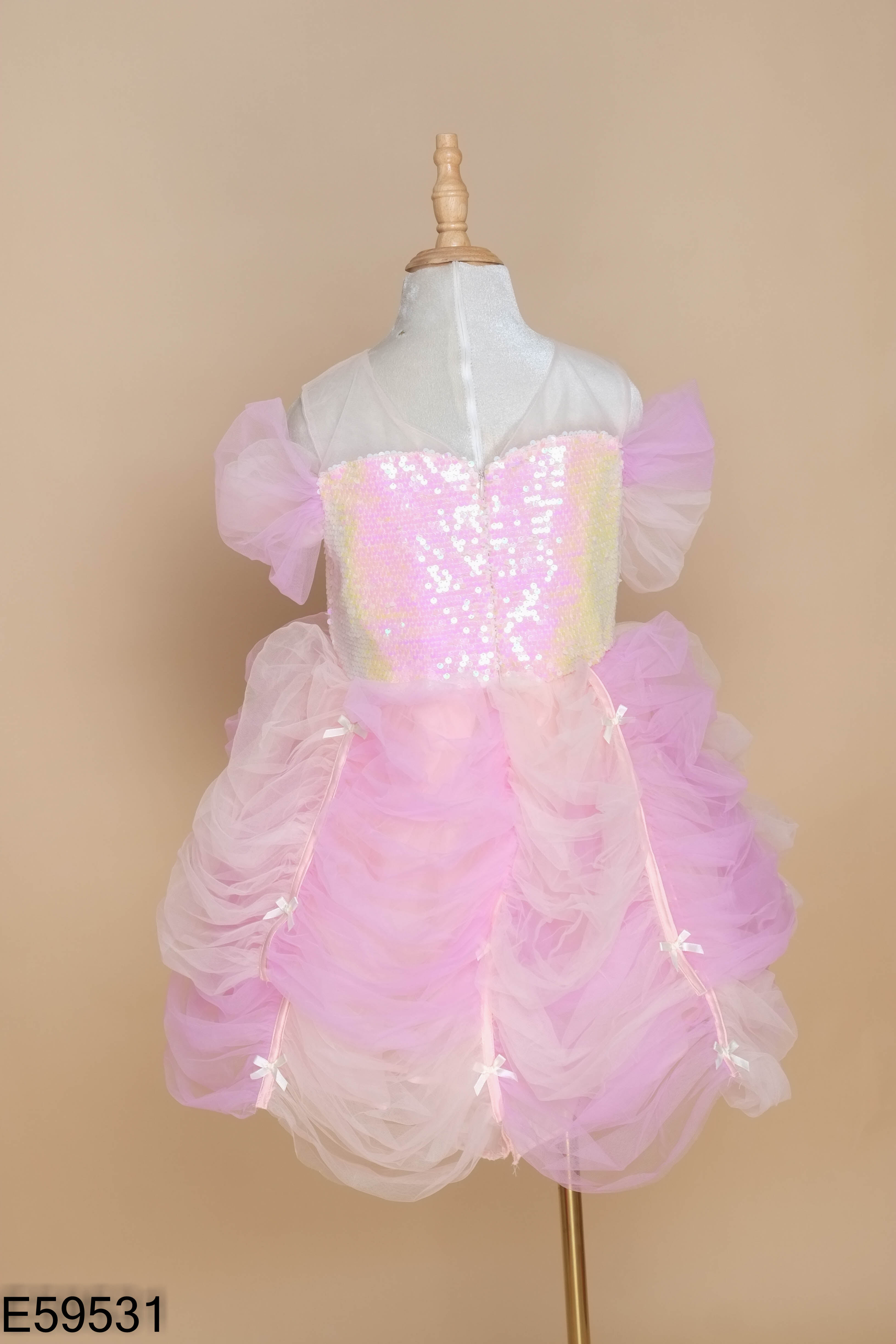 Váy KID lưới bồng hồng phối tím