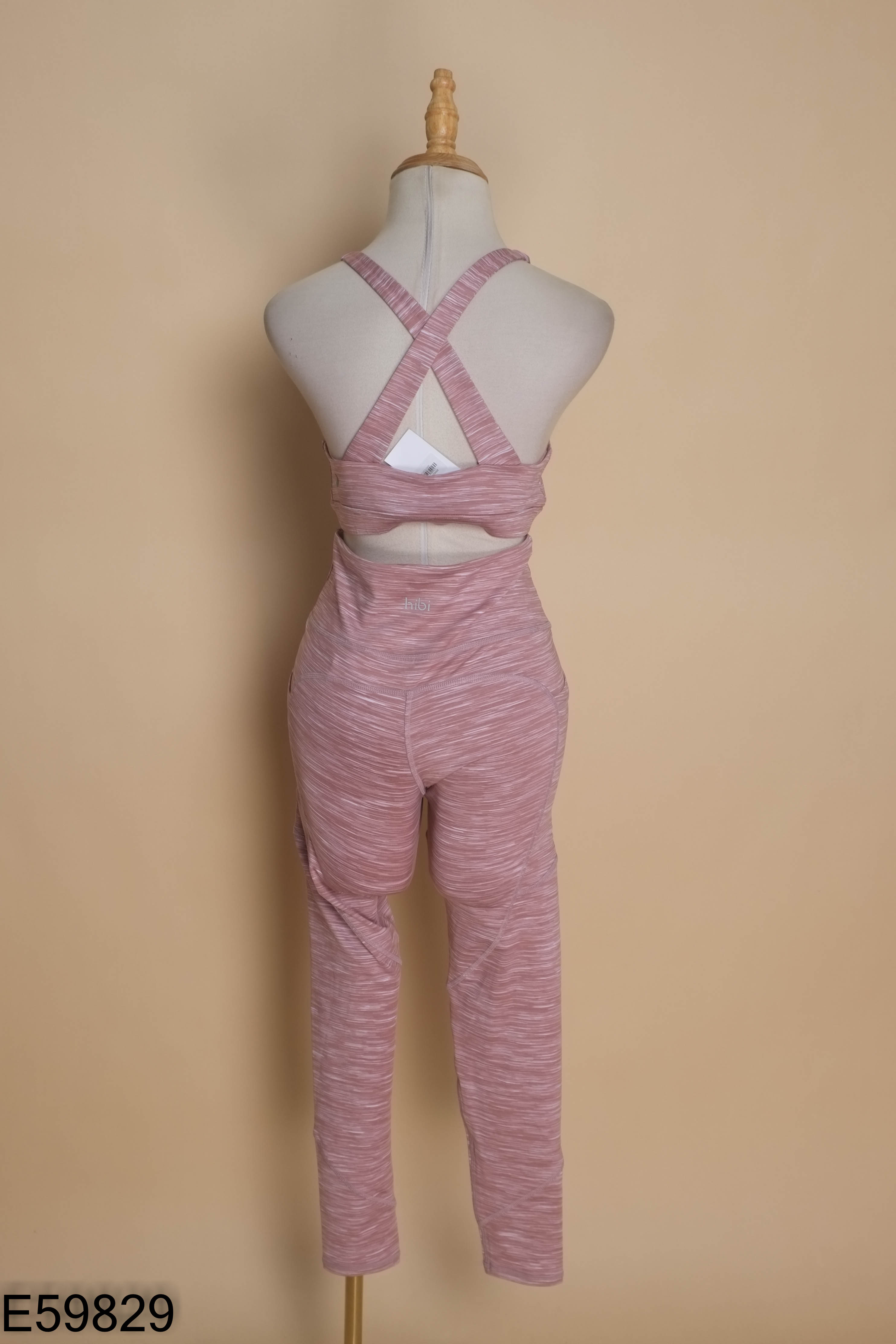 Set áo croptop + quần dài tím kẻ thể thao