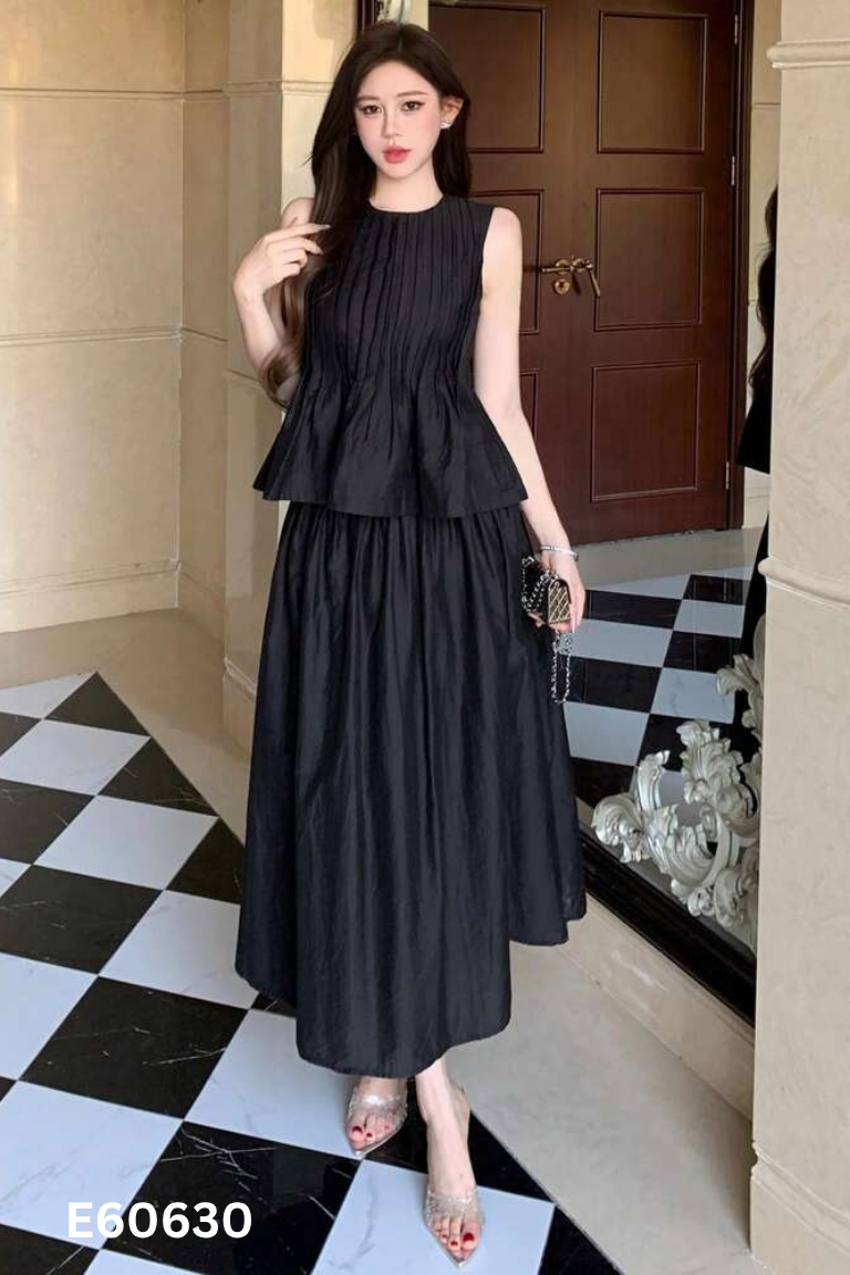 NEWTAG Set VERO MODA đen áo kiểu + chân váy