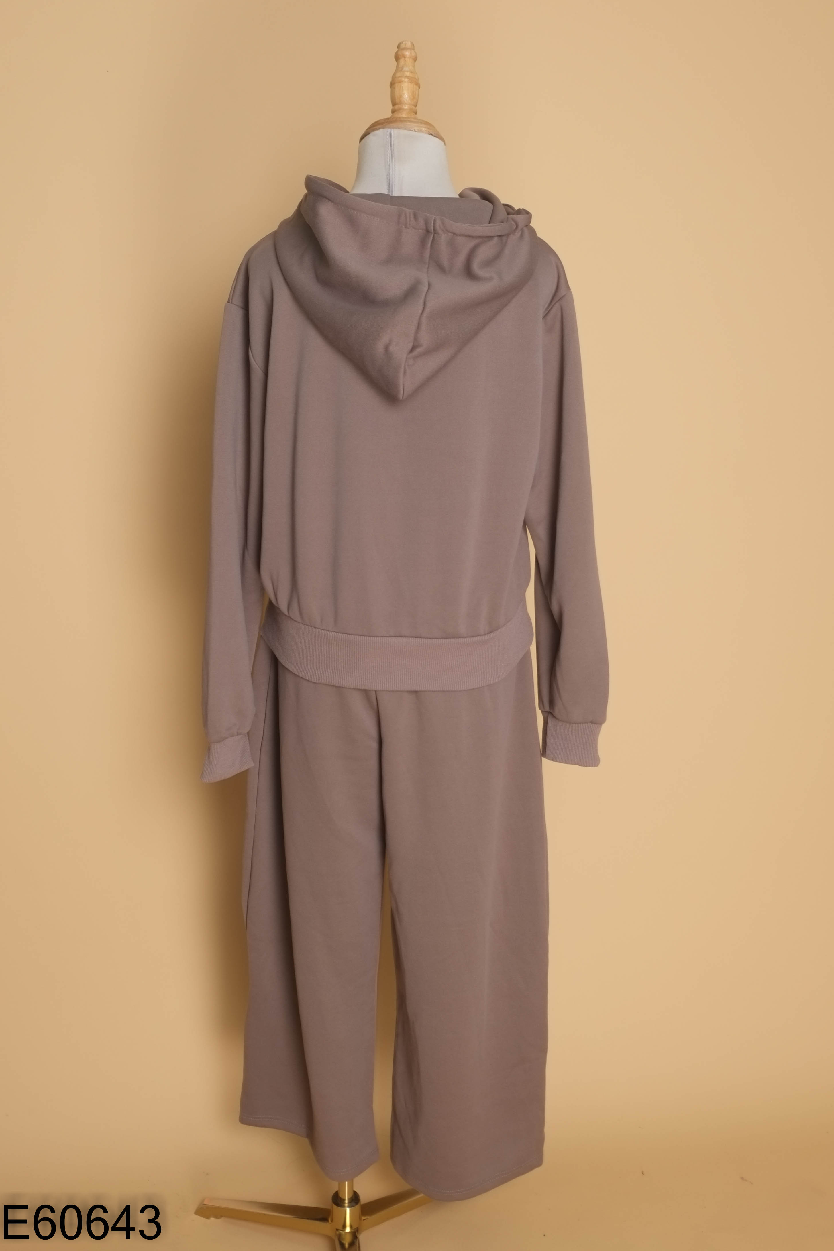 Set Áo hoodiezip nâu xám trơn + Quần