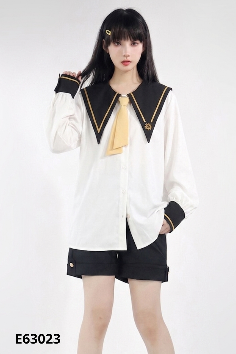 Áo sơ mi LALAJK trắng cổ đen