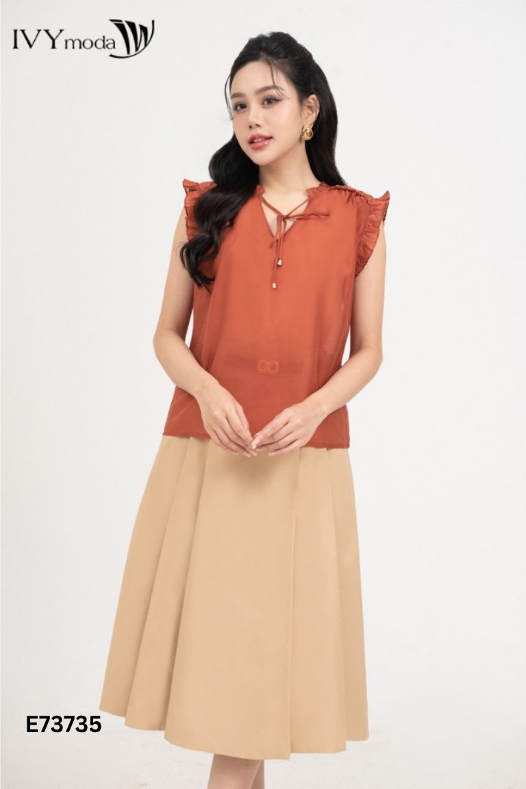 Áo đỏ cam IVY MODA viền bèo