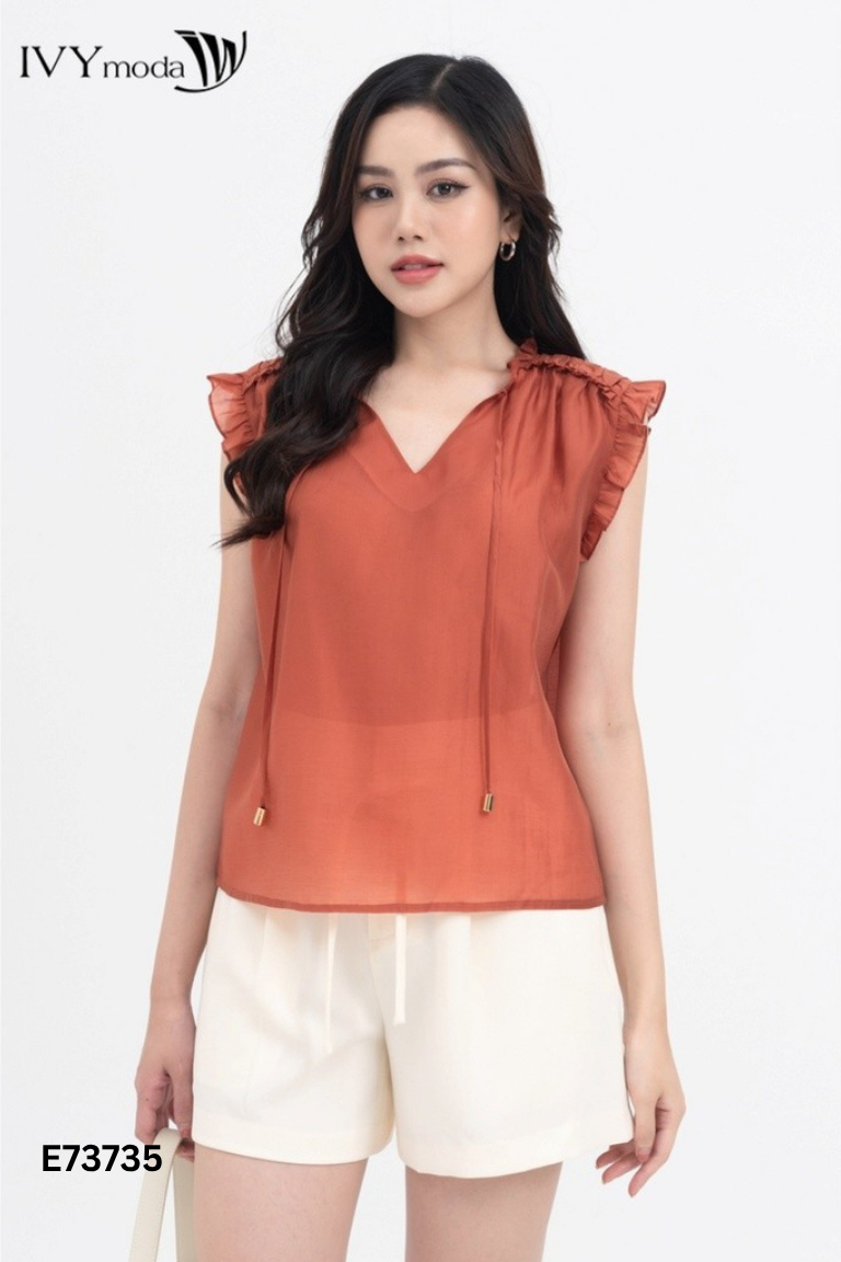 Áo đỏ cam IVY MODA viền bèo