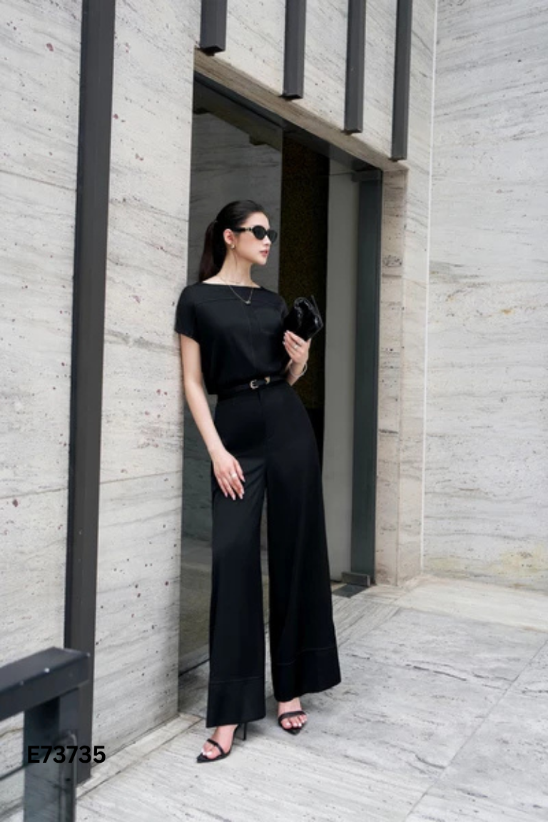Áo đen IVY MODA viền chỉ