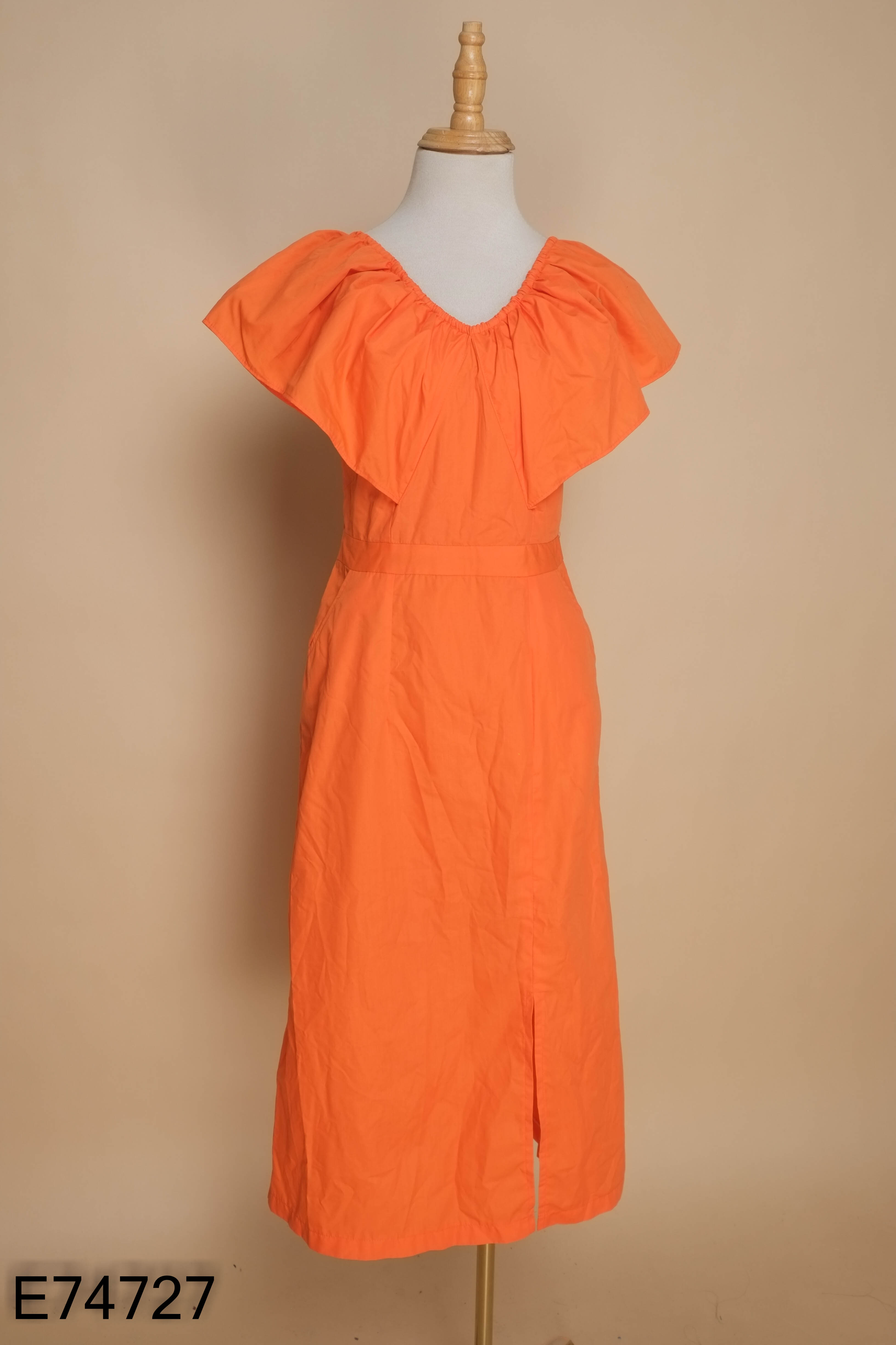 Váy cam phối chun cổ